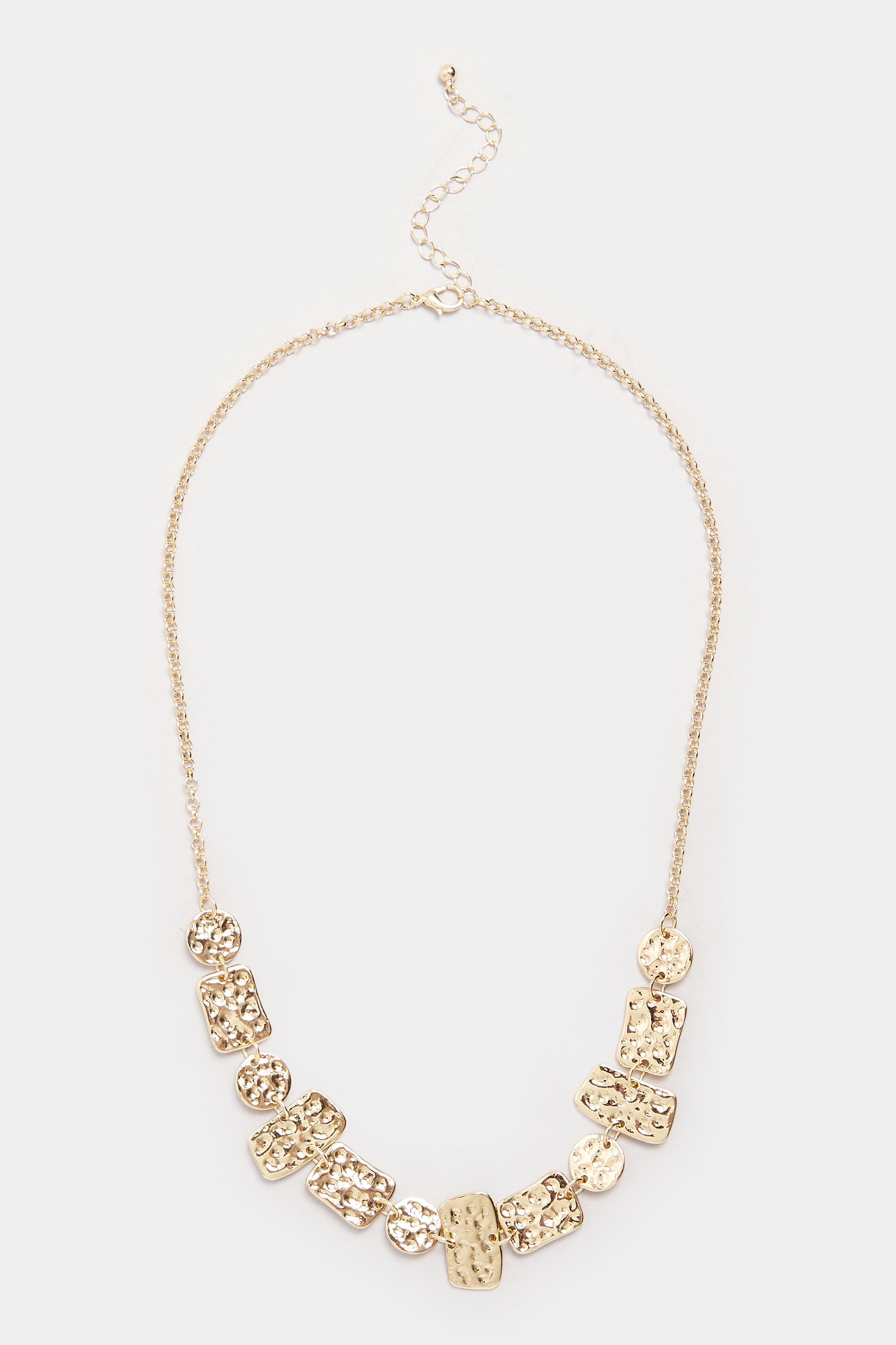 Gold Tone Hammered Disc Pendant Necklace | Yours Clothing  2