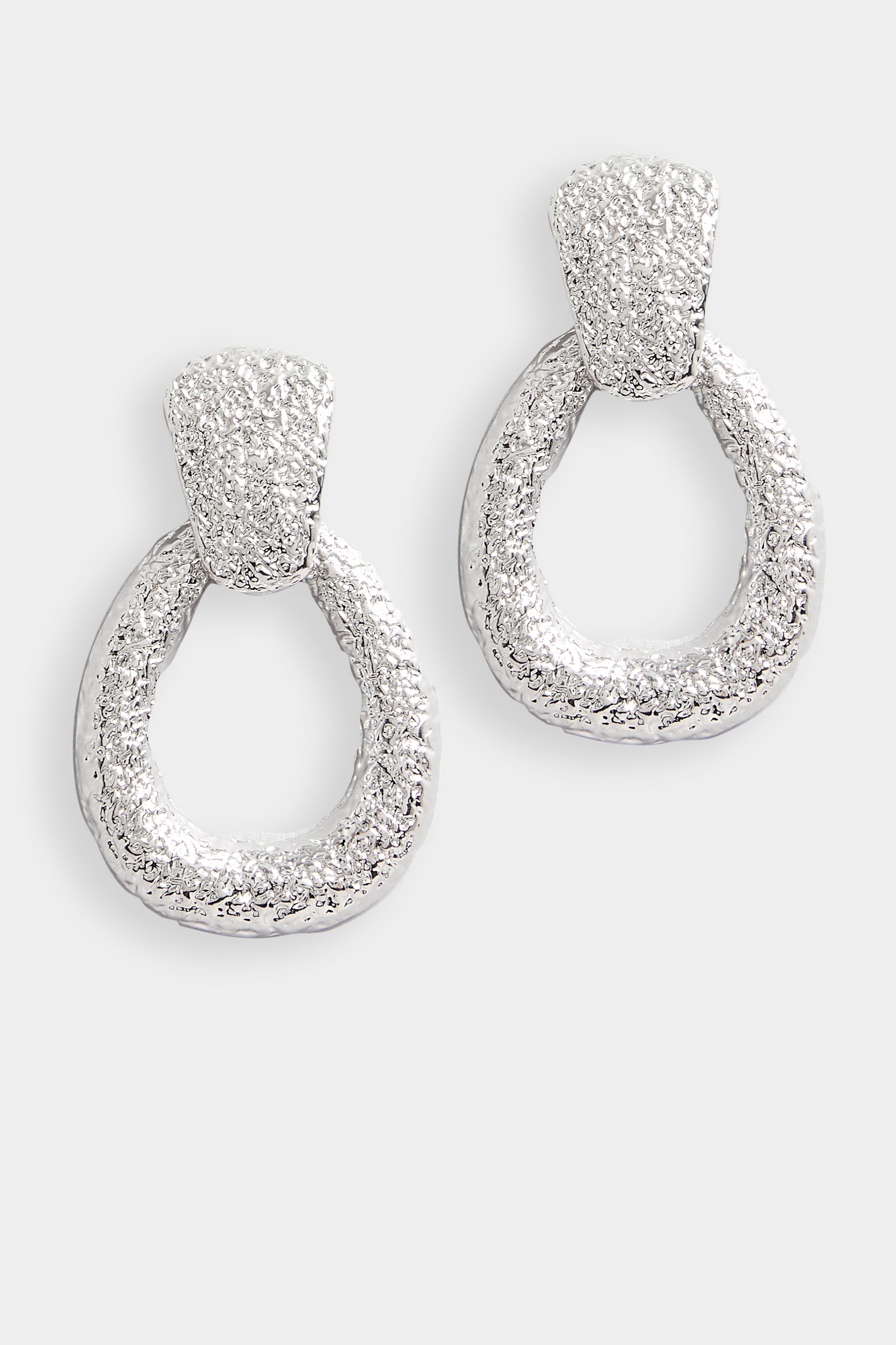 Silver Tone Textured Loop Earrings 2