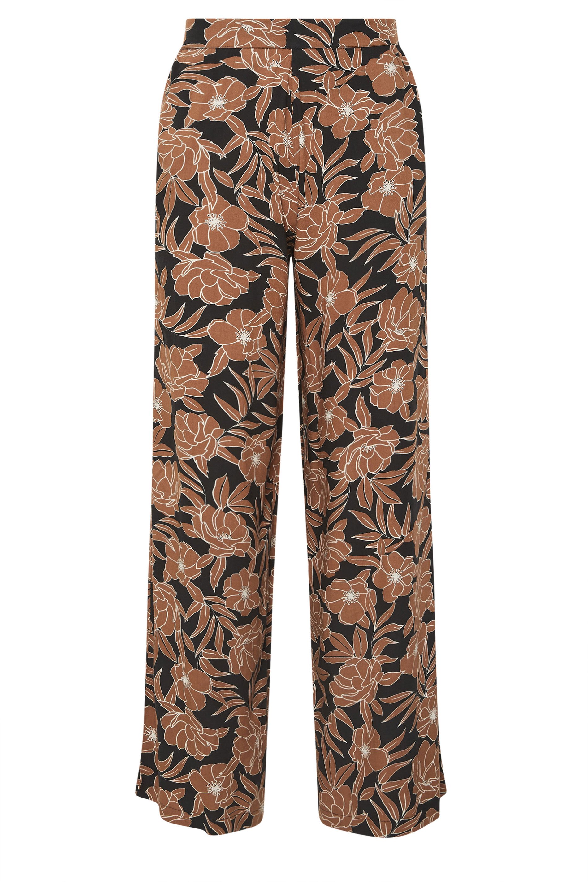 LTS Tall Rust Orange Floral Print Wide Leg Trousers | Long Tall Sally 6