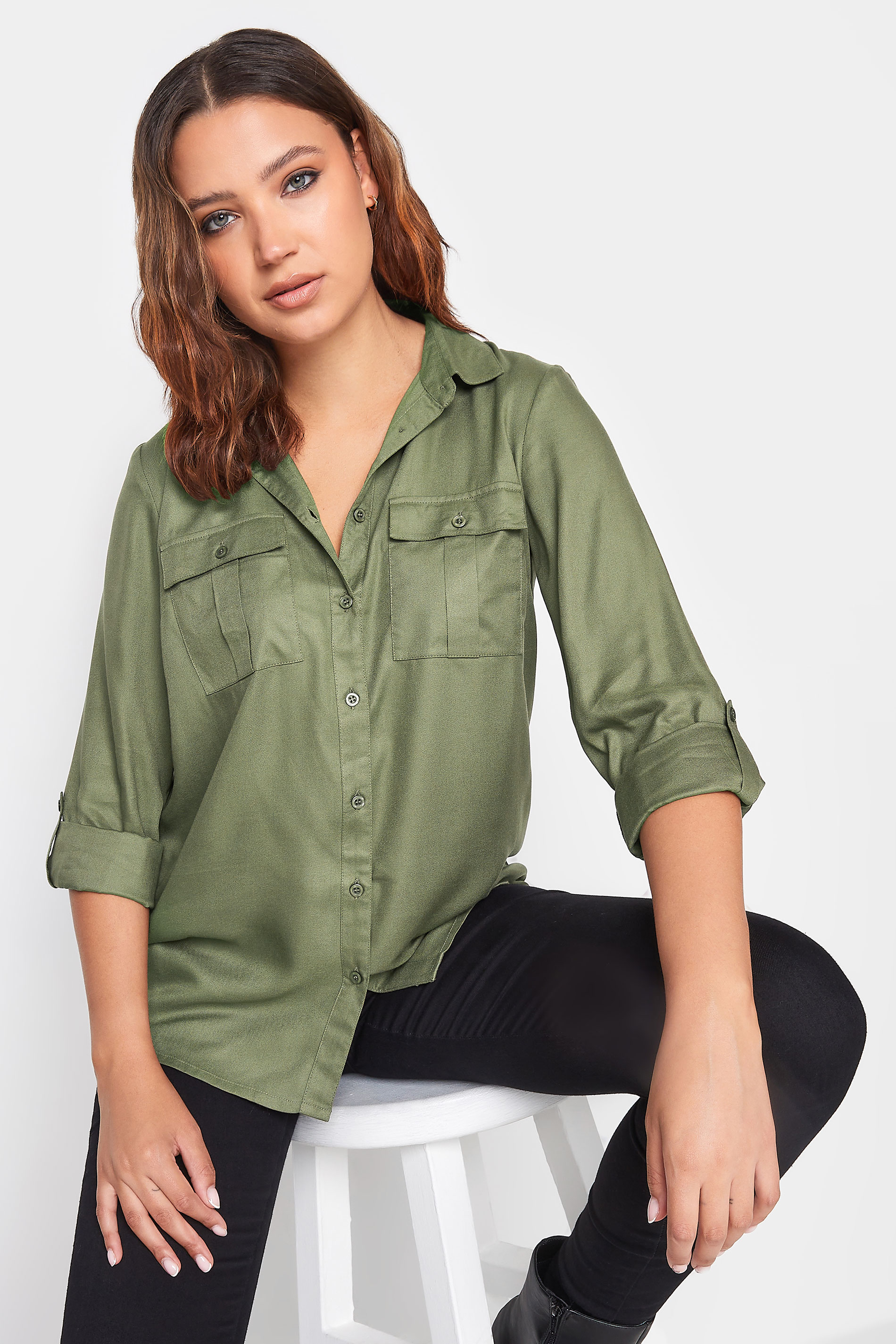 LTS Tall Khaki Green Utility Shirt | Long Tall Sally  1