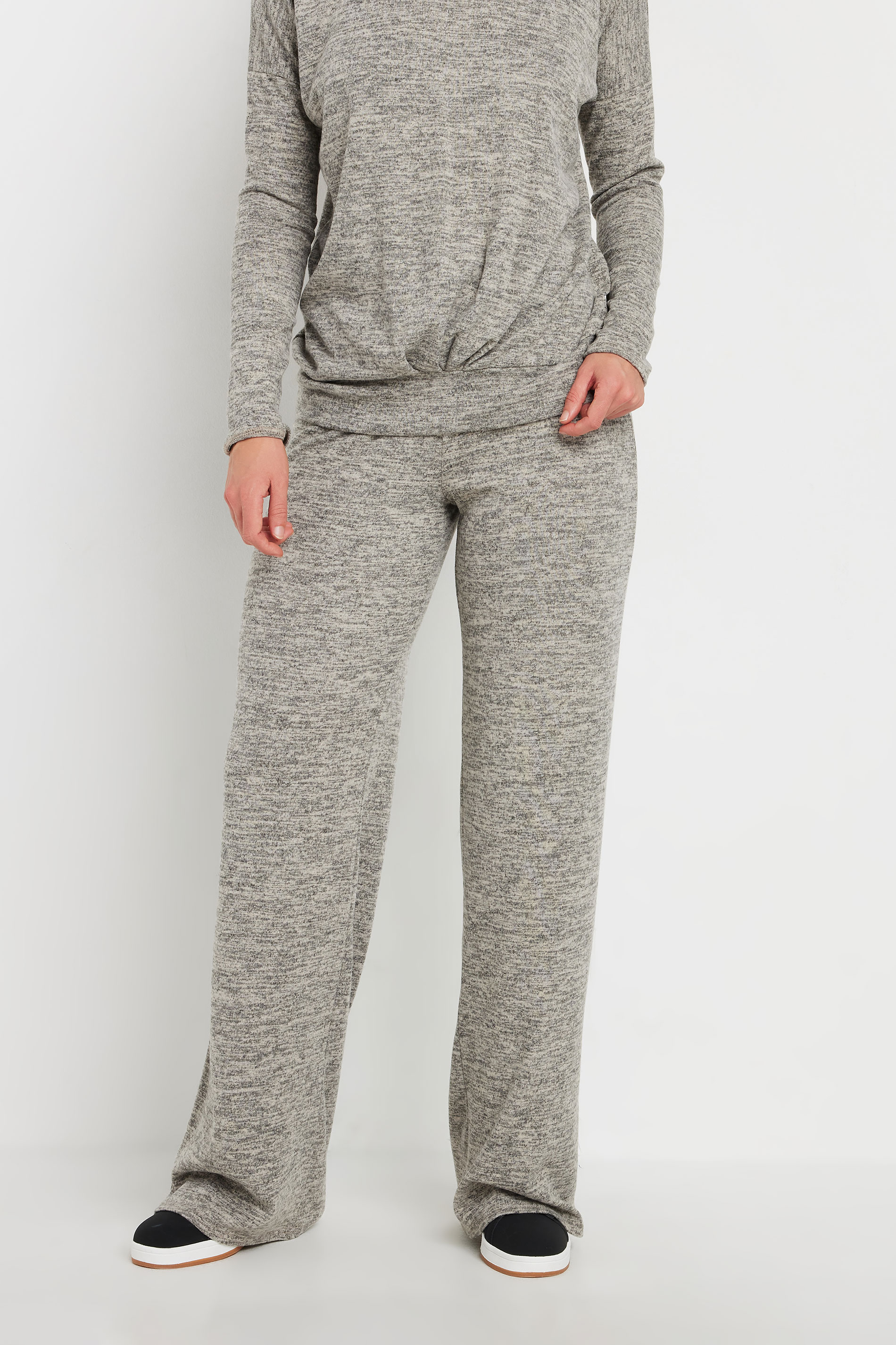 LTS Tall Grey Marl Soft Touch Wide Leg Trousers | Long Tall Sally 2