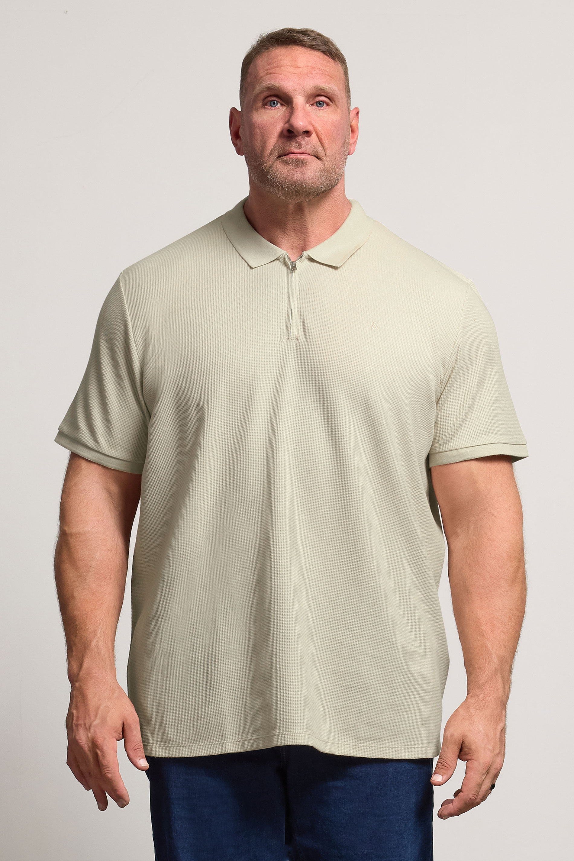 JACK & JONES Big & Tall Black Zip Neck Polo Shirt | BadRhino 1