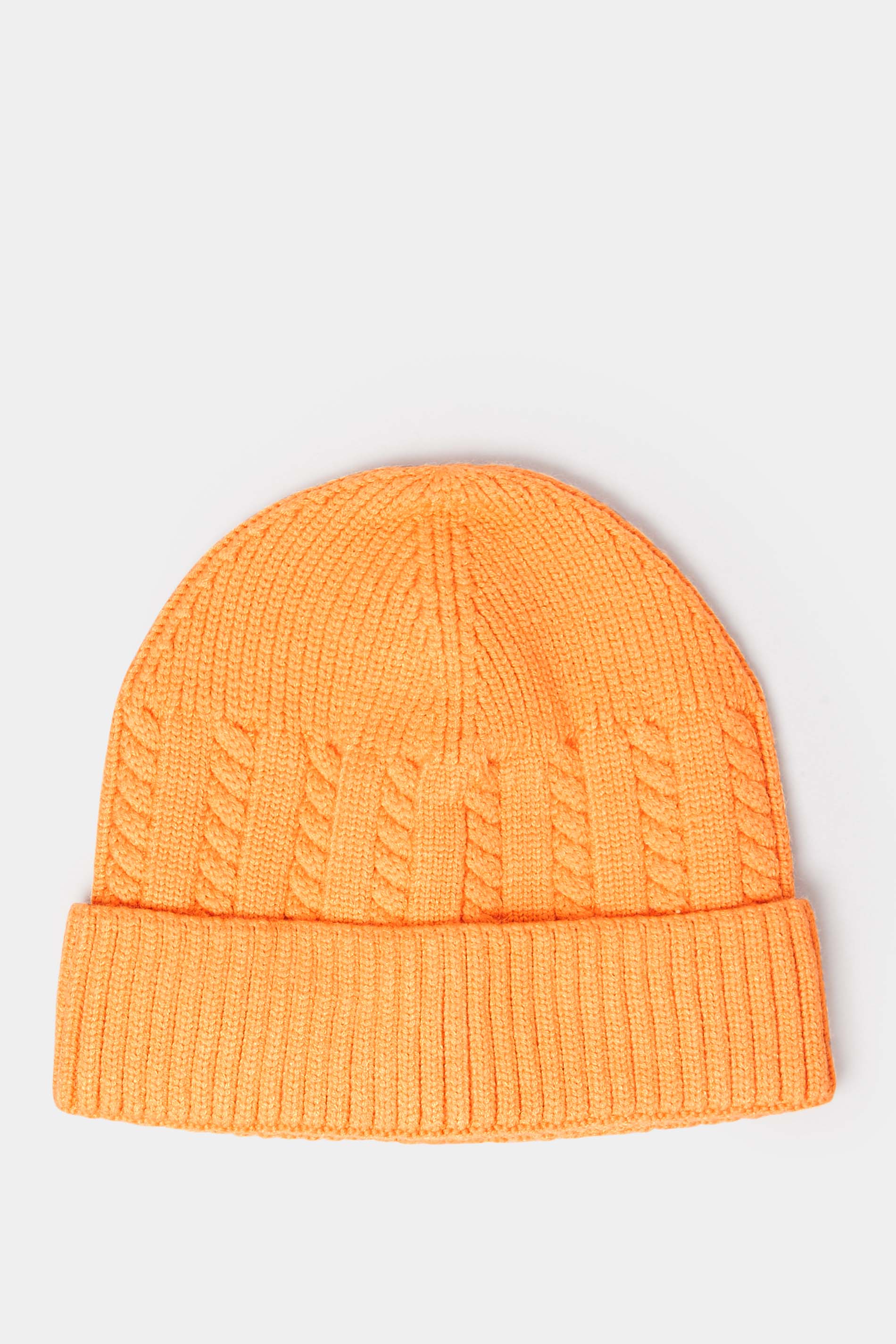 Bright Orange Cable Knit Beanie Hat | Yours Clothing 2