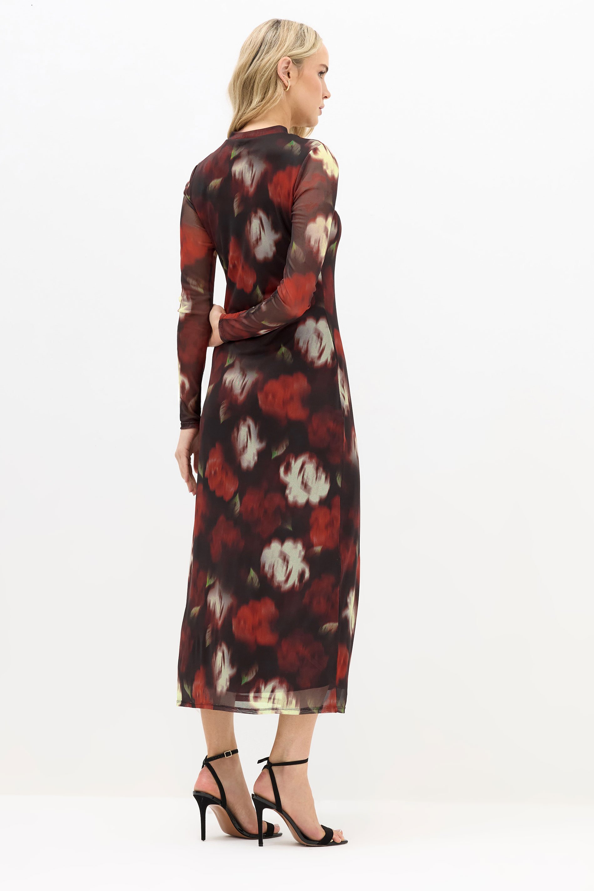 LTS Tall Black Mesh Floral Print Maxi Dress | Long Tall Sally 3