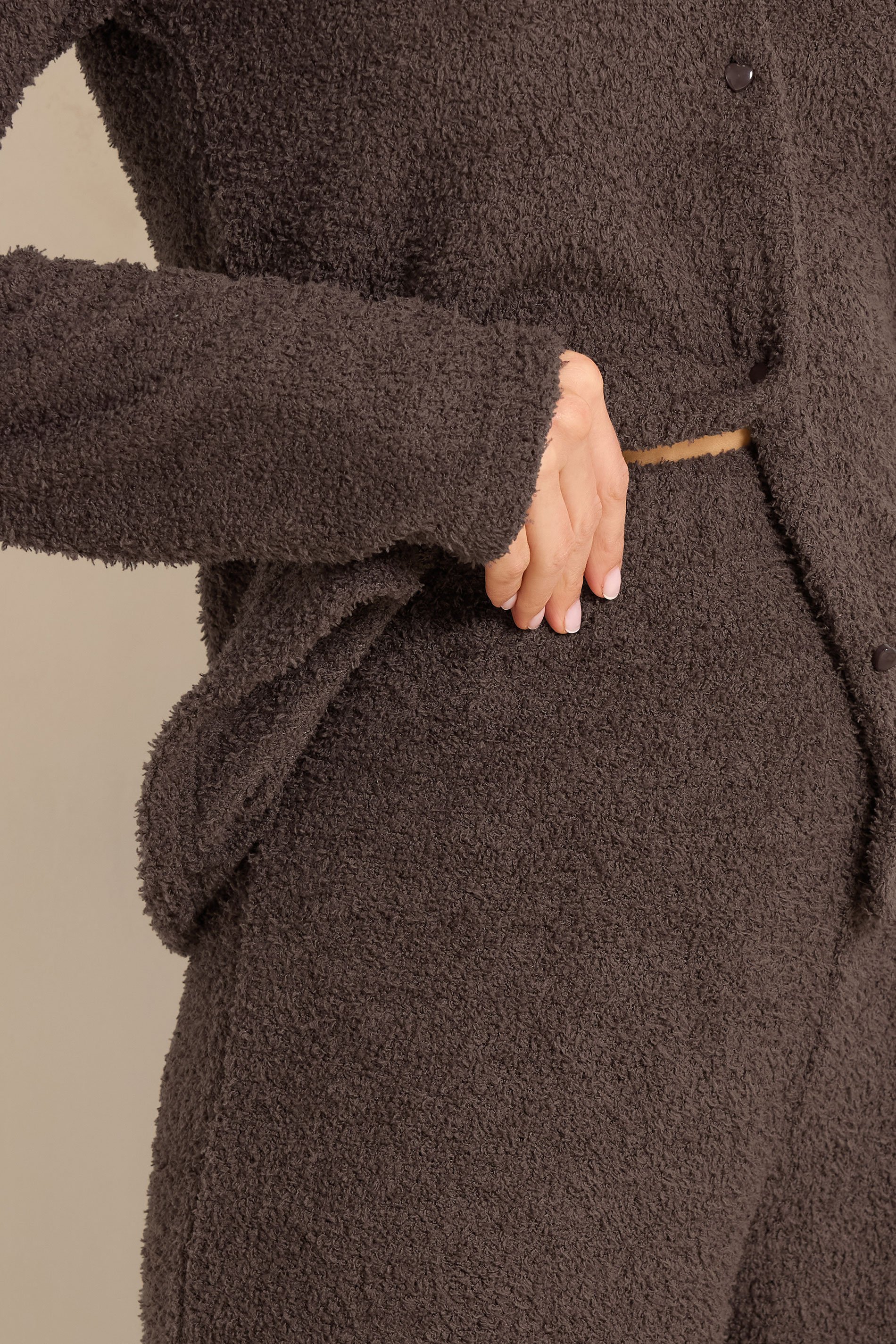 LTS Tall Women's Chocolate Brown Chenille Wide Leg Lounge Trousers | Long Tall Sally 5