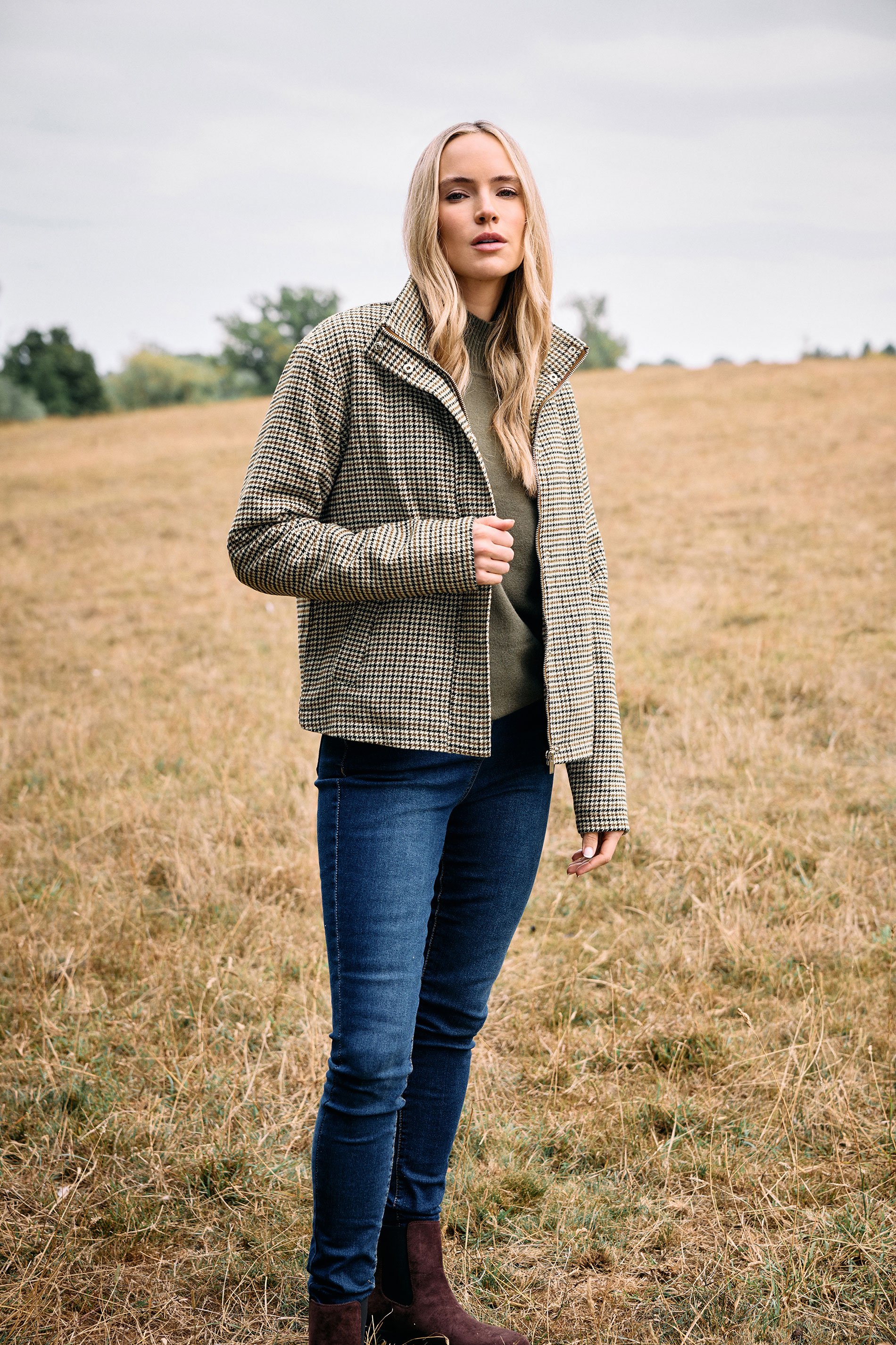 LTS Tall Brown Check Funnel Neck Coat | Long Tall Sally 1