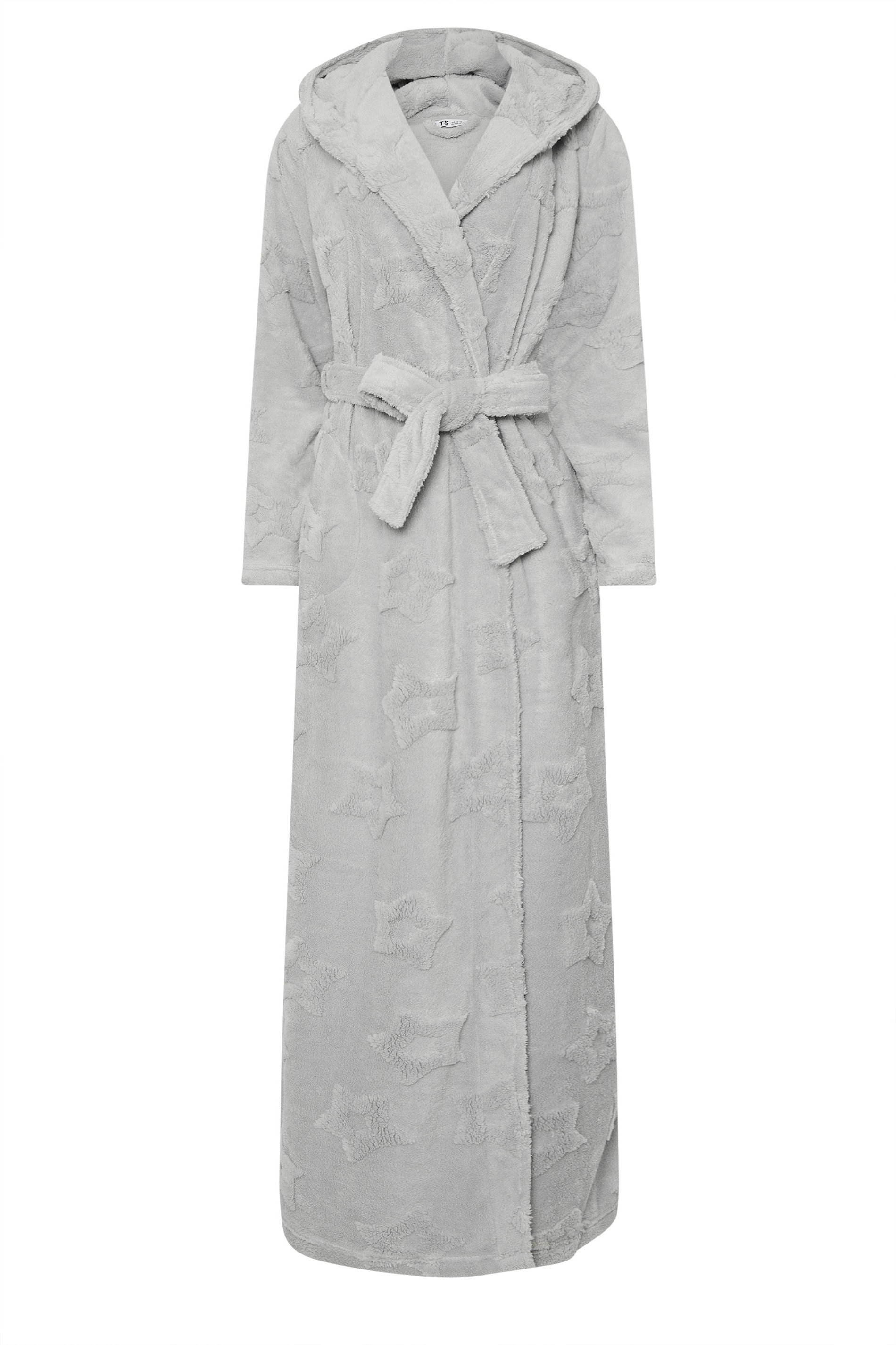 LTS Tall Light Grey Star Embossed Dressing Gown | Long Tall Sally 6