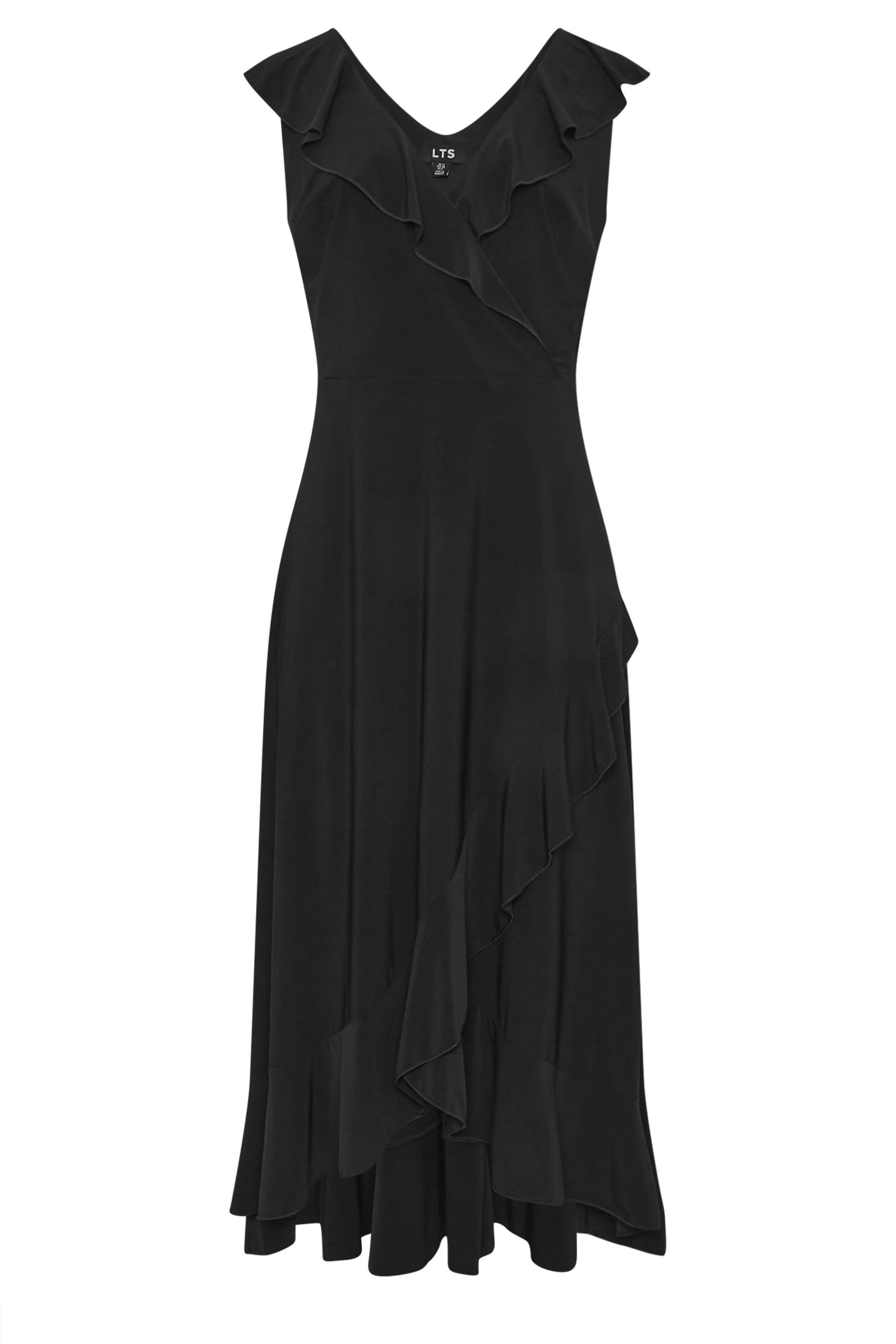 LTS Tall Women's Black Wrap Frill Dress | Long Tall Sally 5