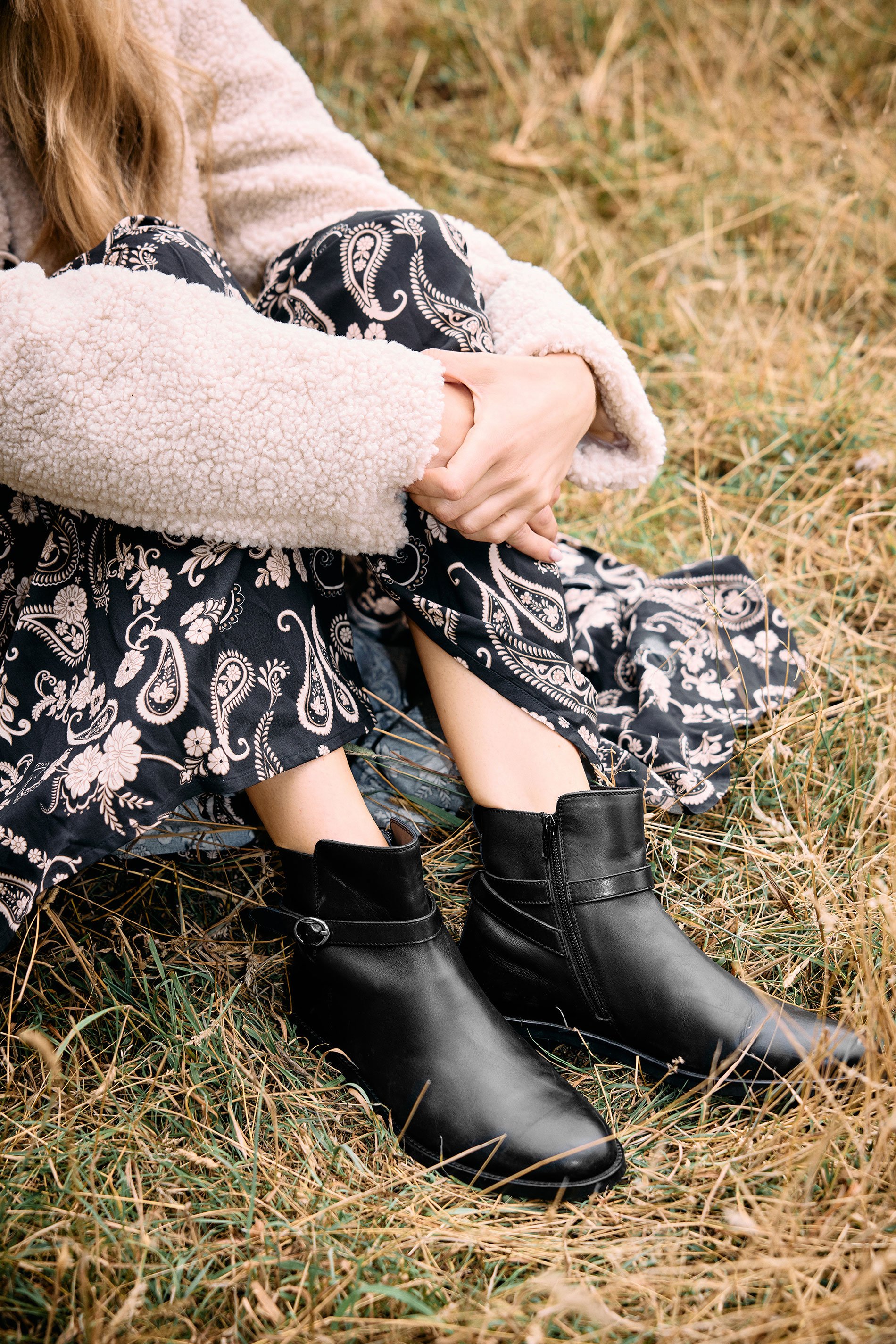 LTS Black Leather Buckle Detail Ankle Boots In Standard Fit | Long Tall Sally 1