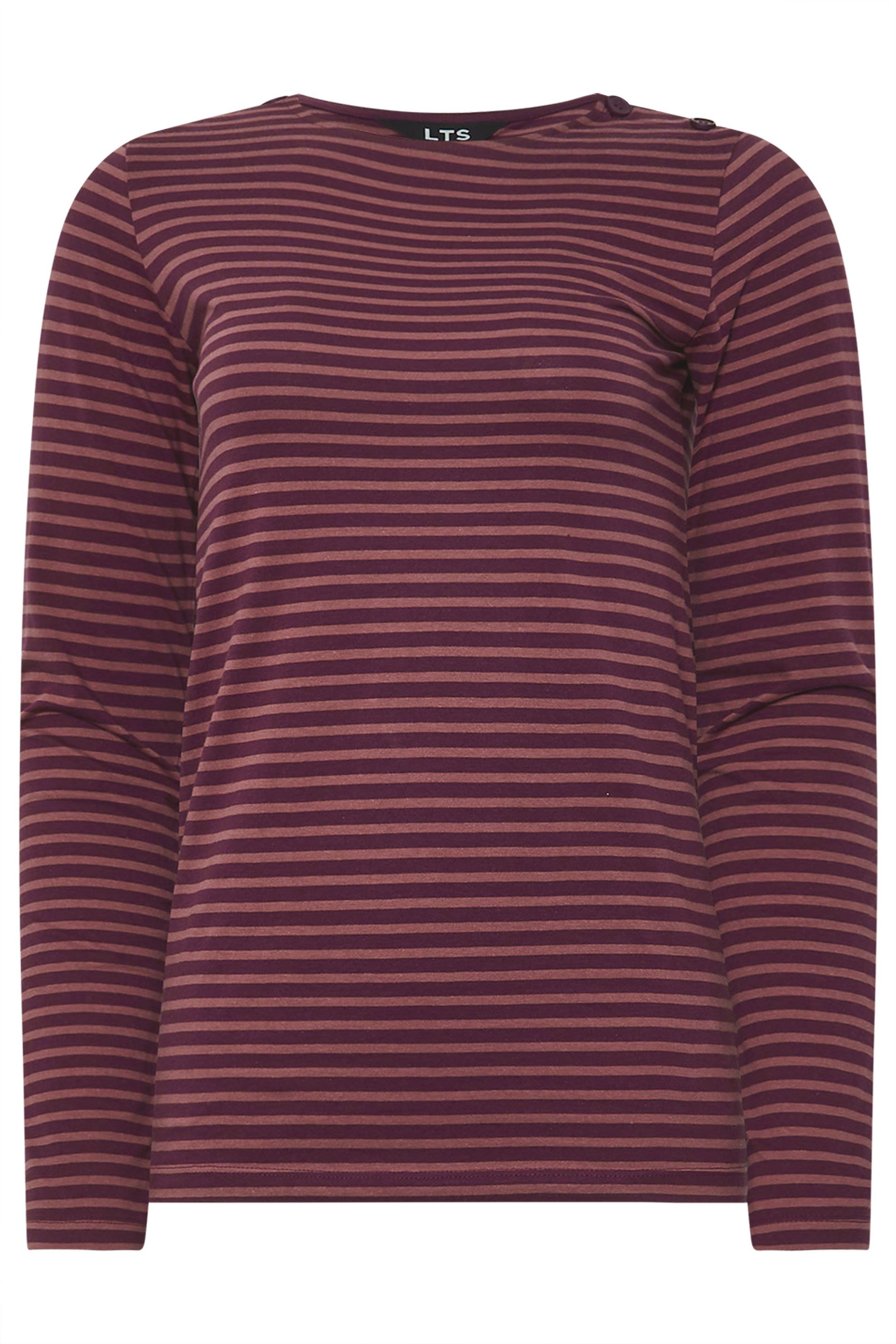 LTS Tall Burgundy Red Striped Long Sleeve Top | Long Tall Sally 5