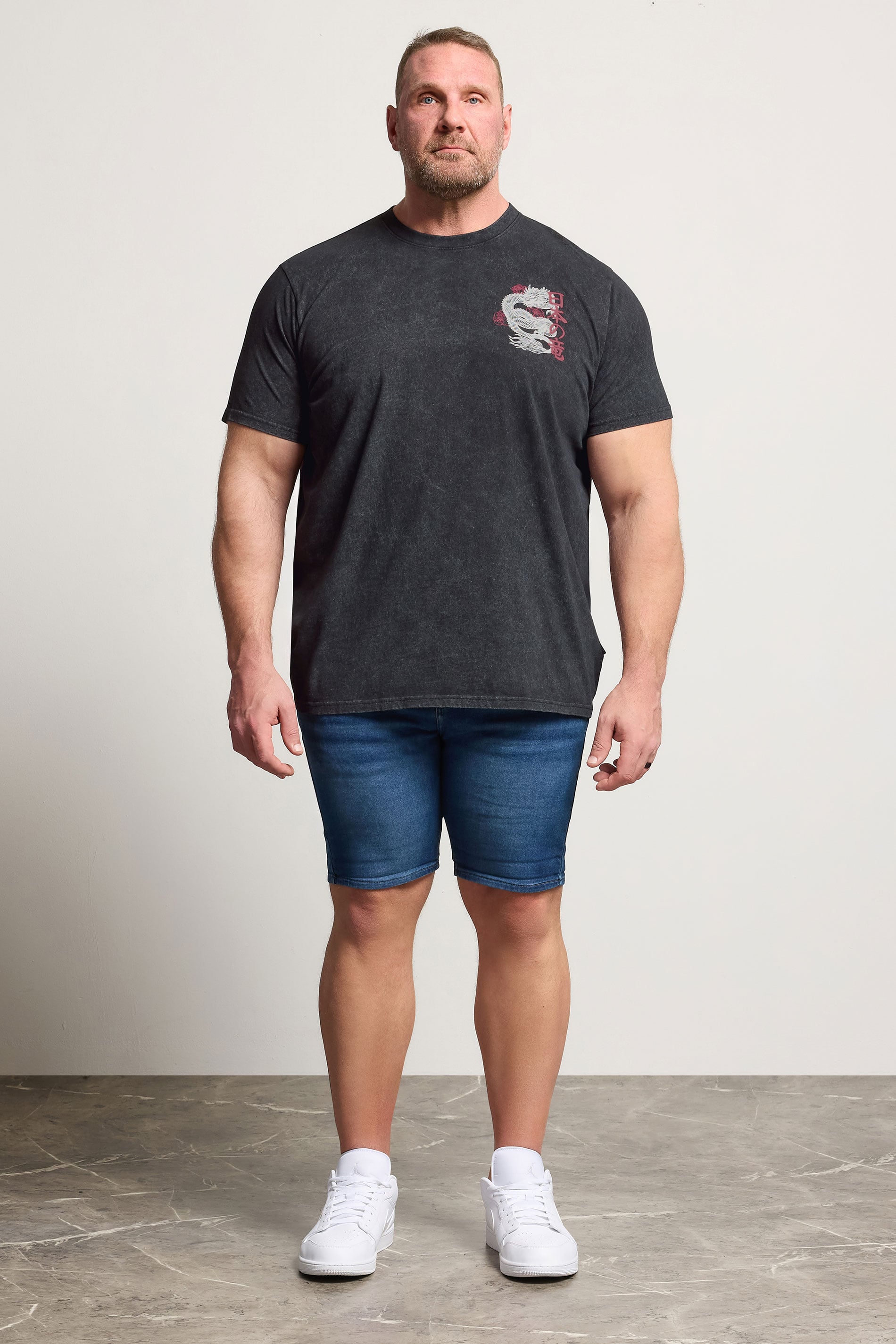 BadRhino Big & Tall Black Dragon Graphic Acid Wash T-Shirt | BadRhino 1