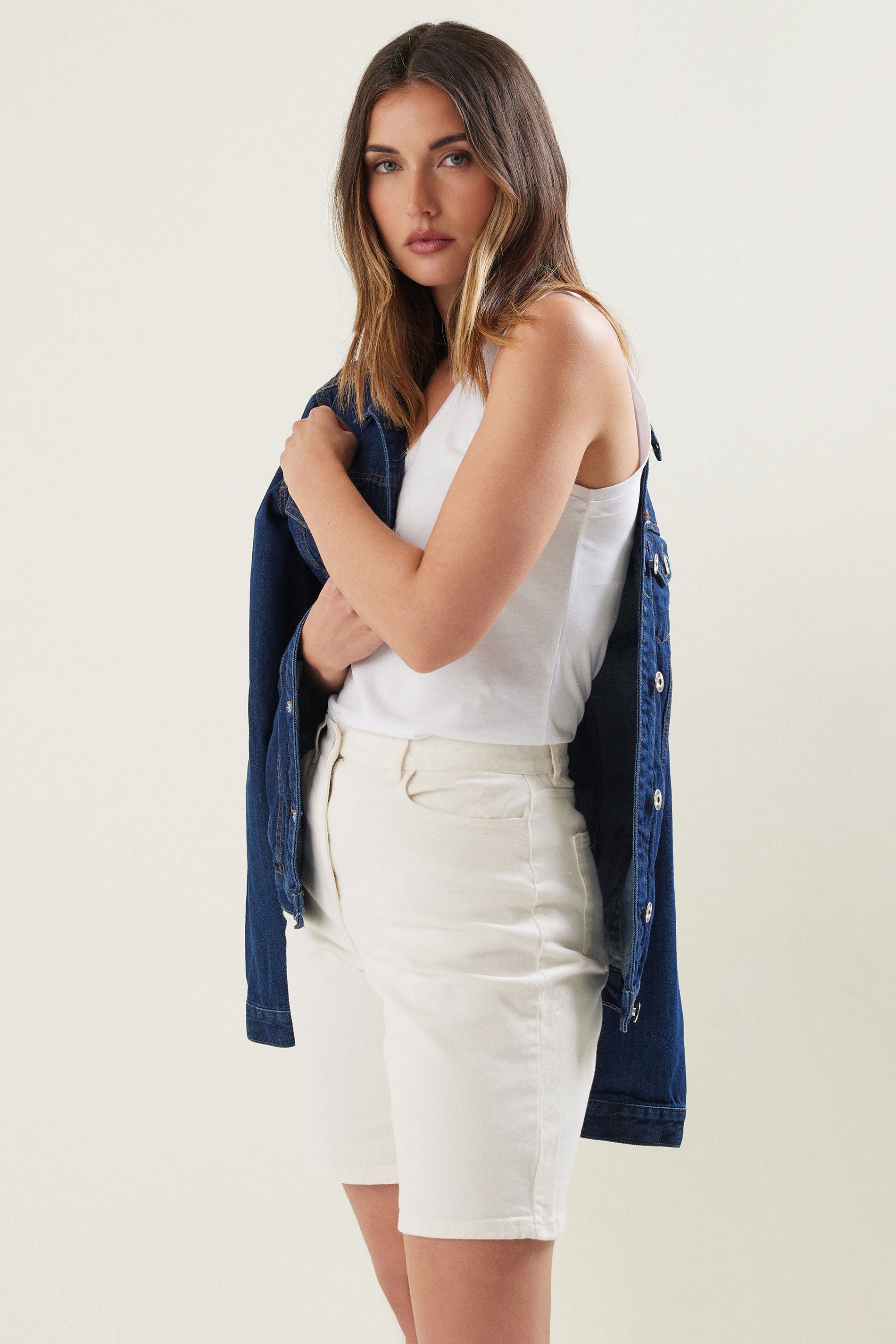 LTS Tall White Denim Bermuda Shorts | Long Tall Sally 2