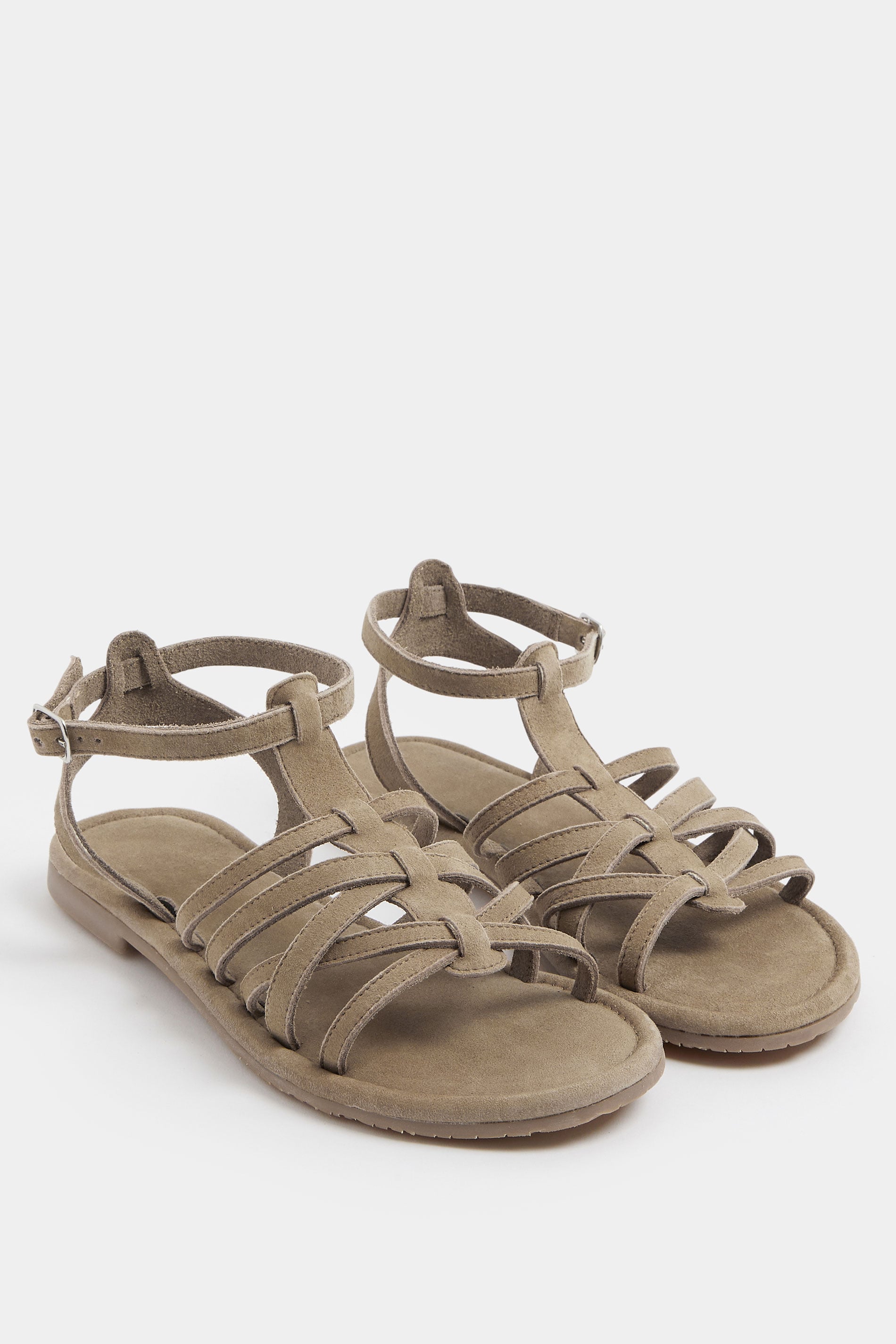 Natural Brown Faux Suede Gladiator Sandals in Extra Wide E Fit | Yours Clothing 3