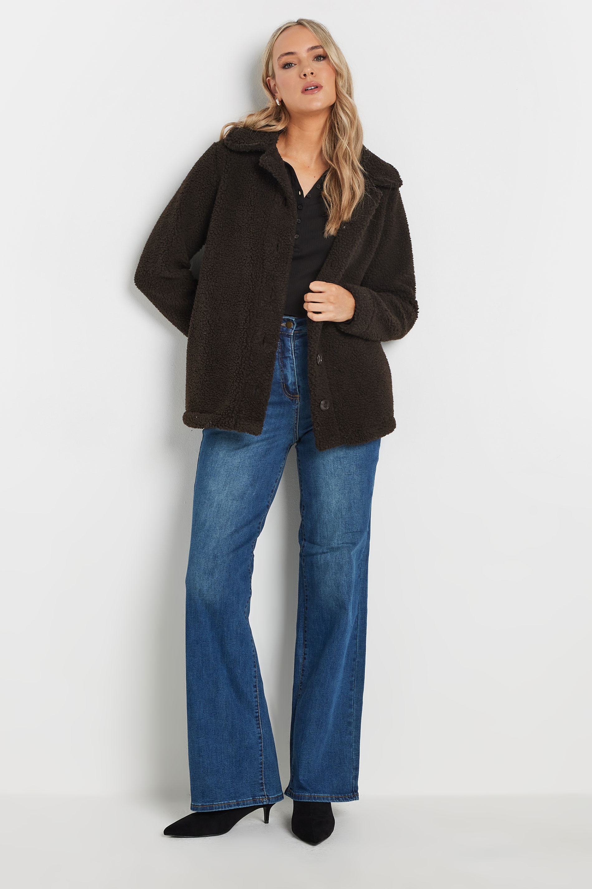 LTS Tall Chocolate Brown Teddy Fleece Jacket | Long Tall Sally 3