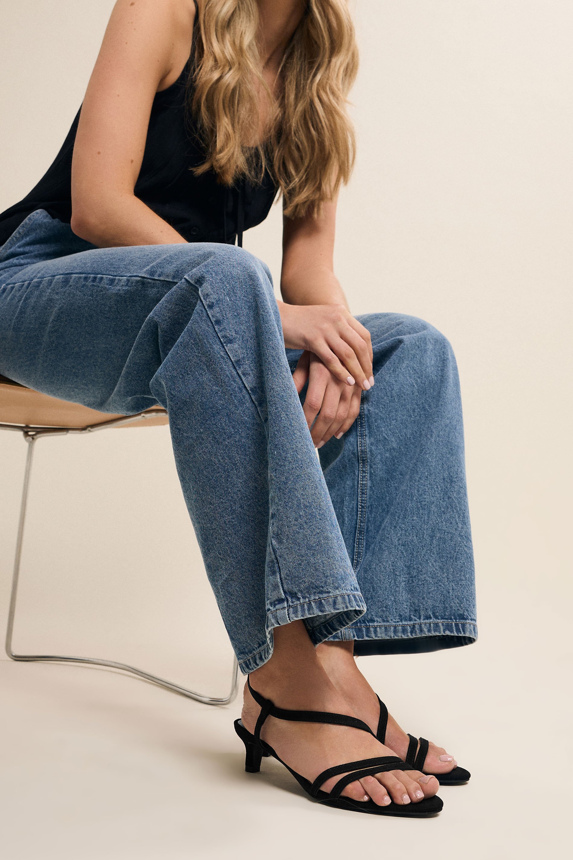 LTS Black Slingback Kitten Heel In Standard Fit | Long Tall Sally 1