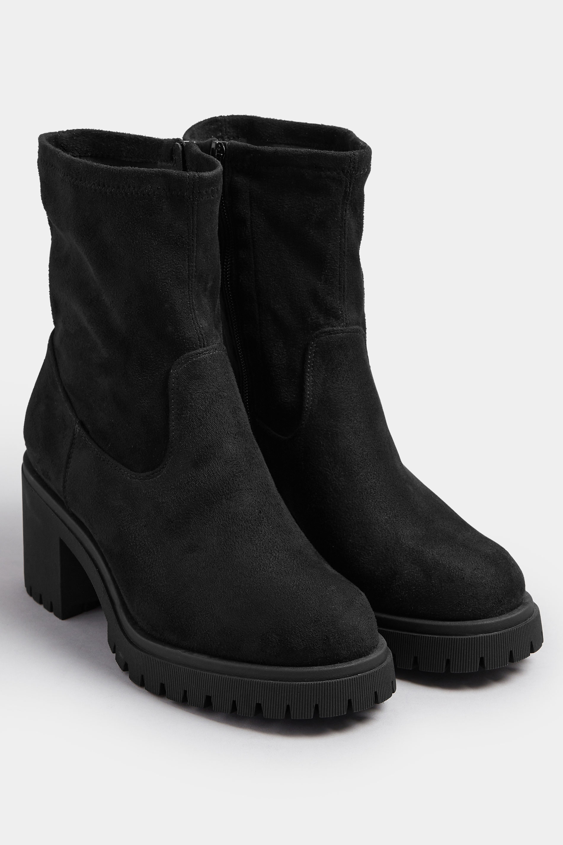 Black Faux Suede Stretch Sock Boots In Extra Wide EEE Fit | Yours Clothing 2