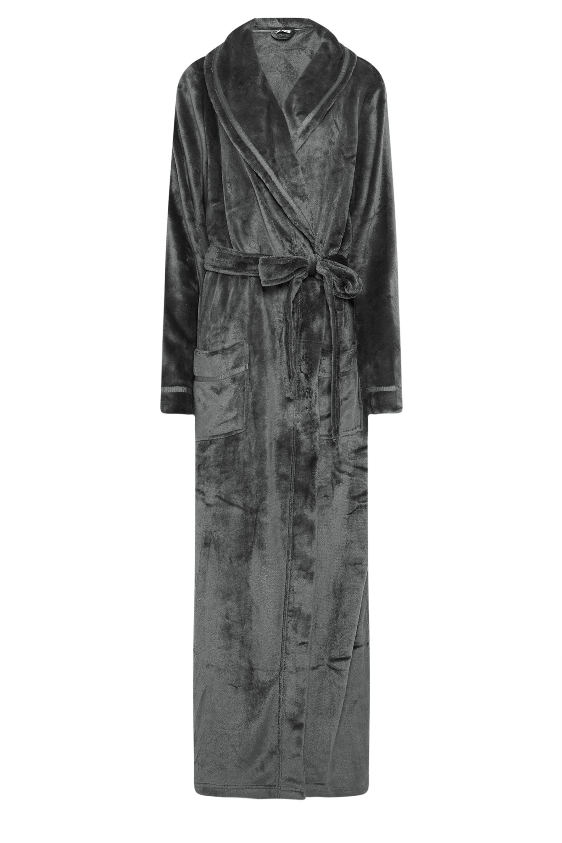 LTS Tall Charcoal Grey Shawl Collar Maxi Dressing Gown | Long Tall Sally 5