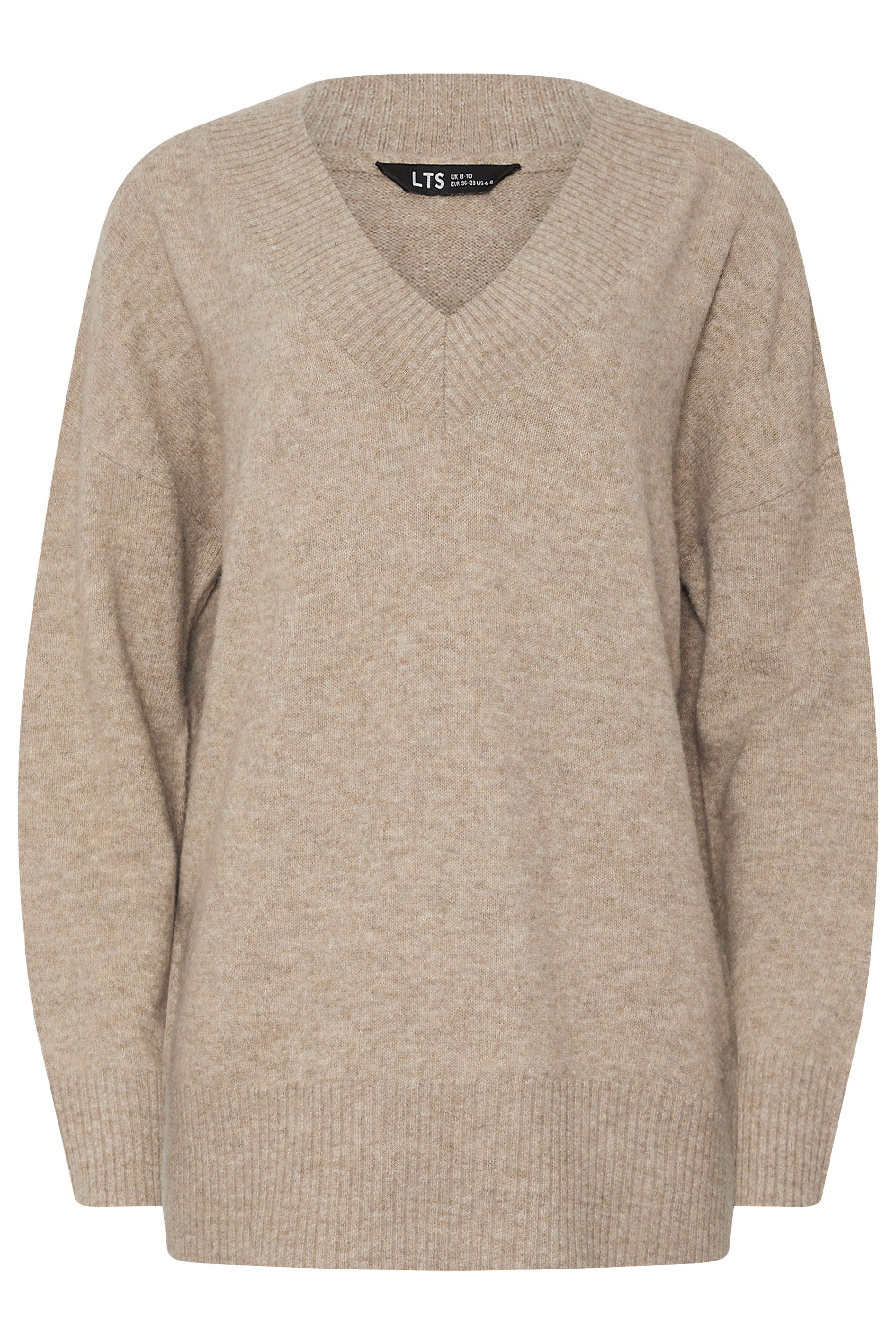 LTS Tall Natural Brown V-Neck Jumper | Long Tall Sally 5