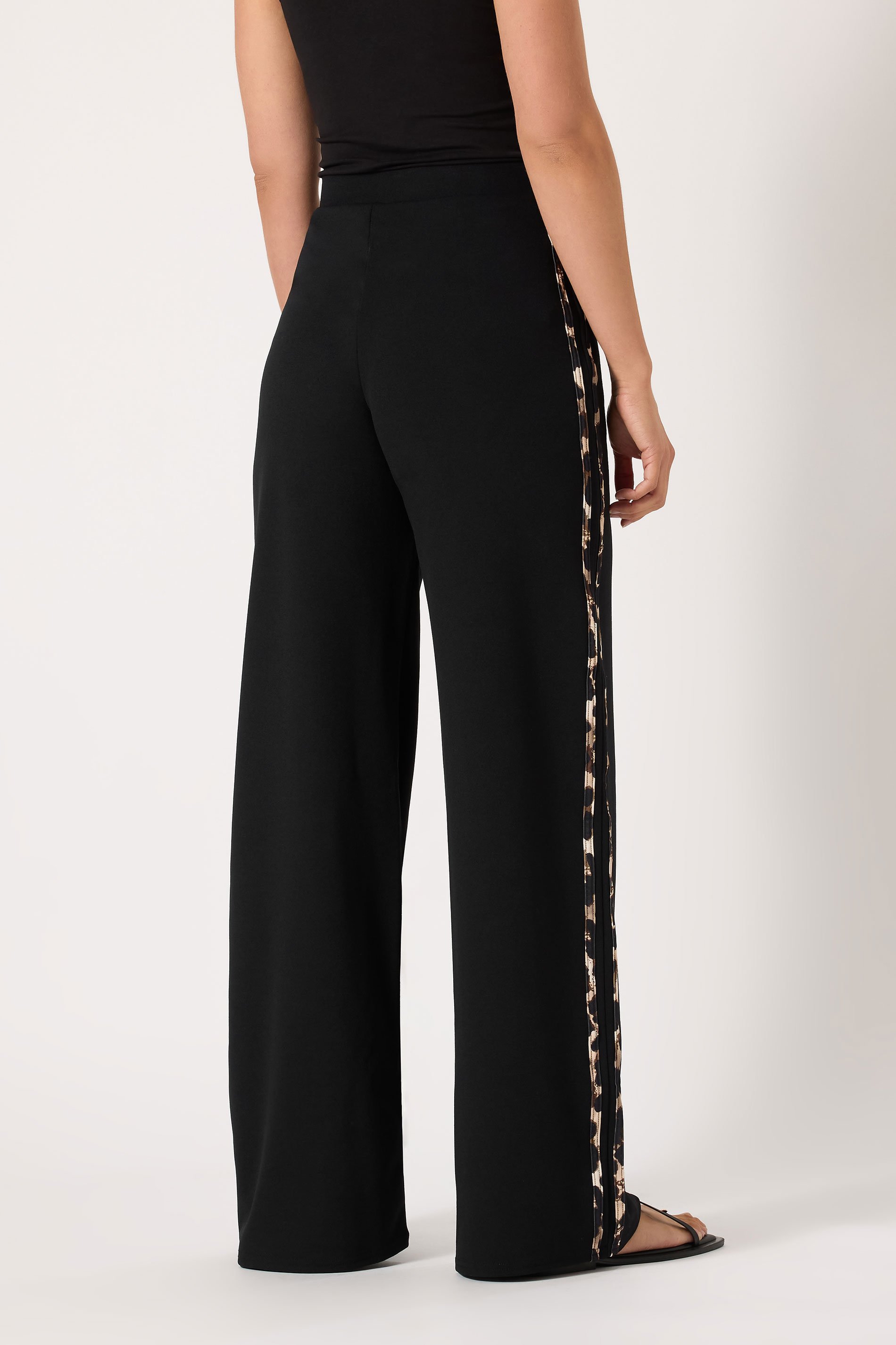 LTS Tall Black Leopard Print Stripe Trousers | Long Tall Sally 3