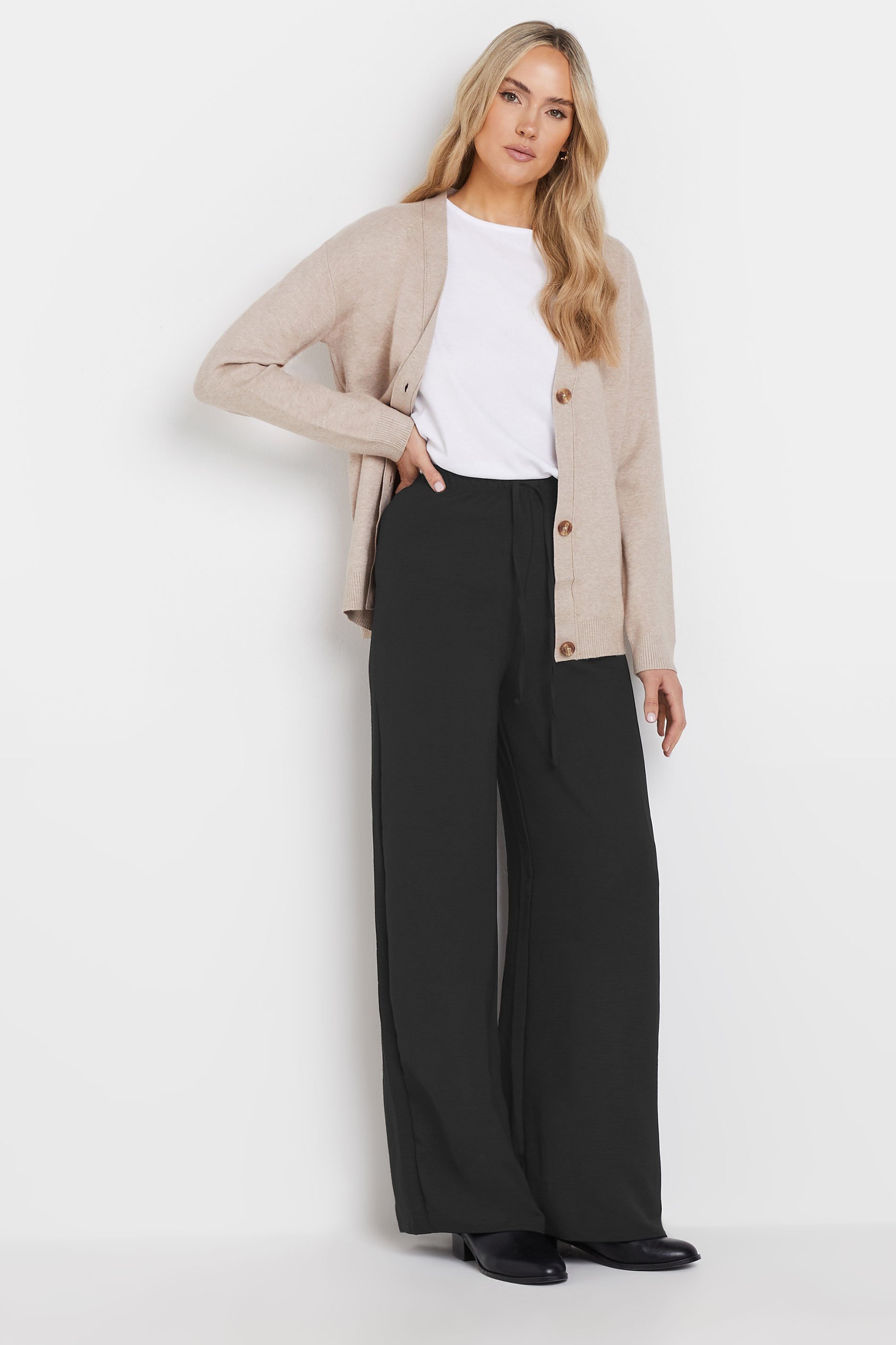 LTS Tall Black Crepe Wide Leg Trousers | Long Tall Sally 4