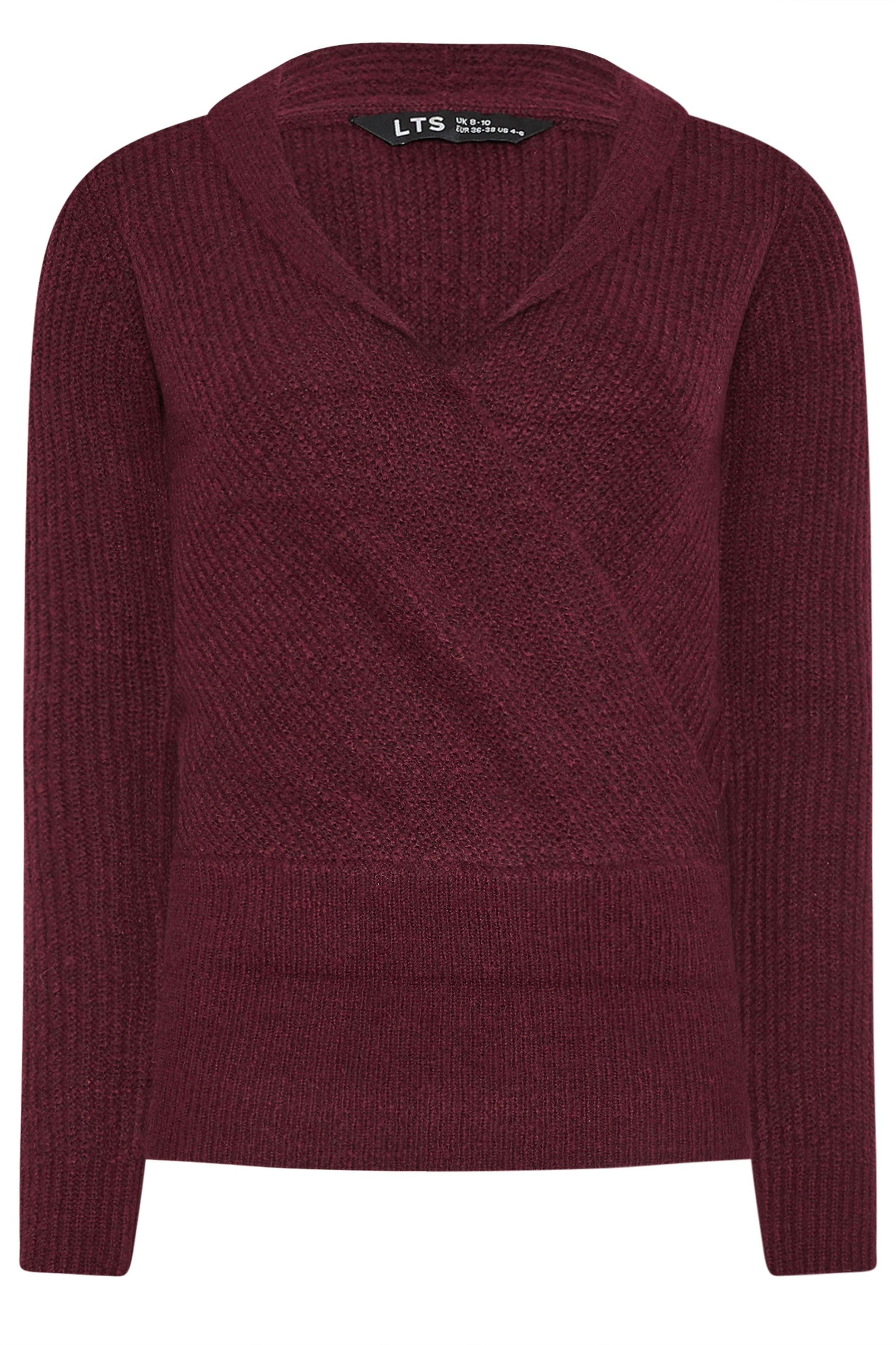LTS Tall Burgundy Red Knitted Wrap Jumper | Long Tall Sally 5