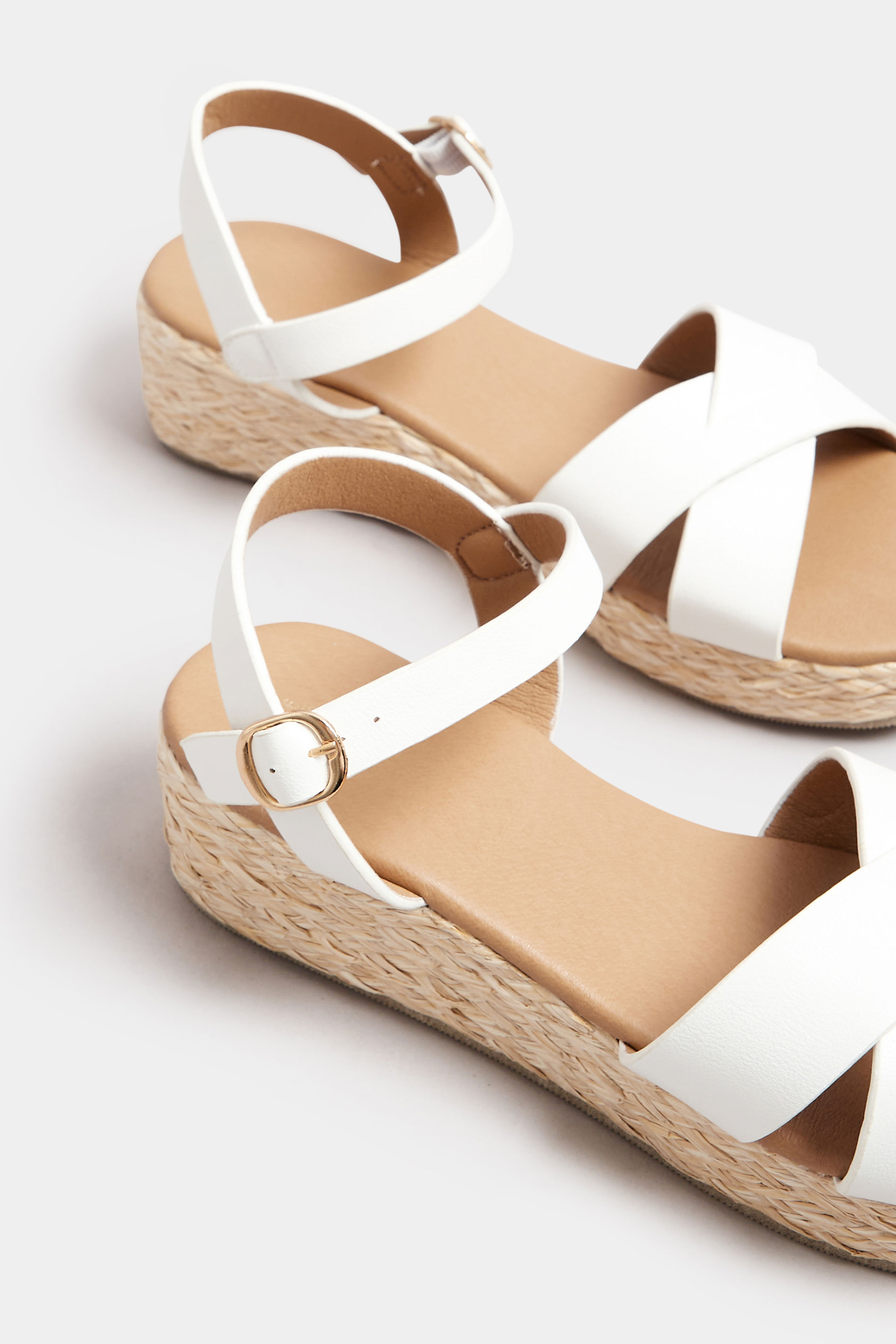 White Platform Espadrille Wedge Sandals In Wide E Fit & Extra Wide EEE Fit | Yours Clothing 5