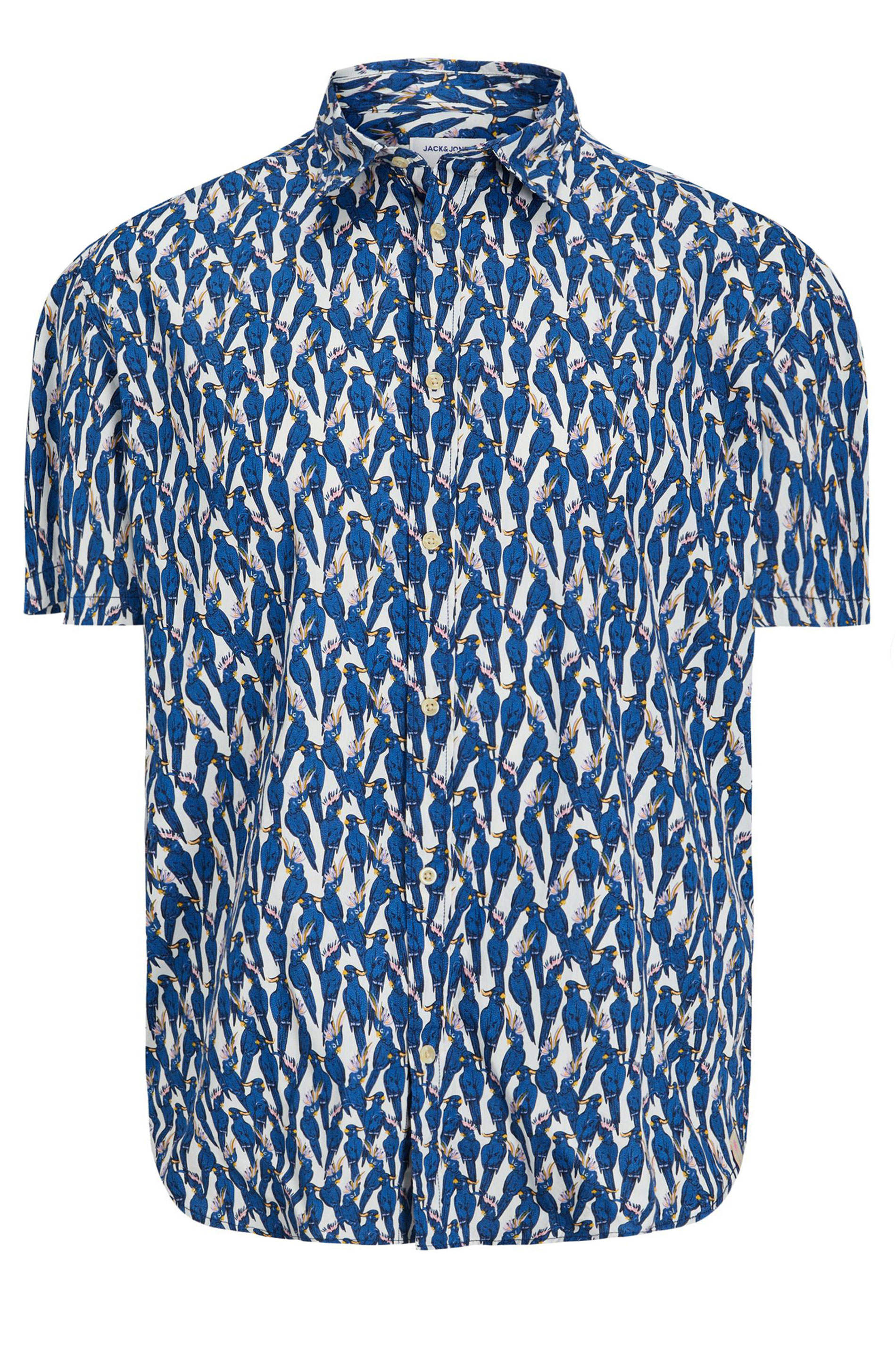 JACK & JONES Big & Tall Plus Size Blue Animal Print Short Sleeve Shirt | BadRhino  2