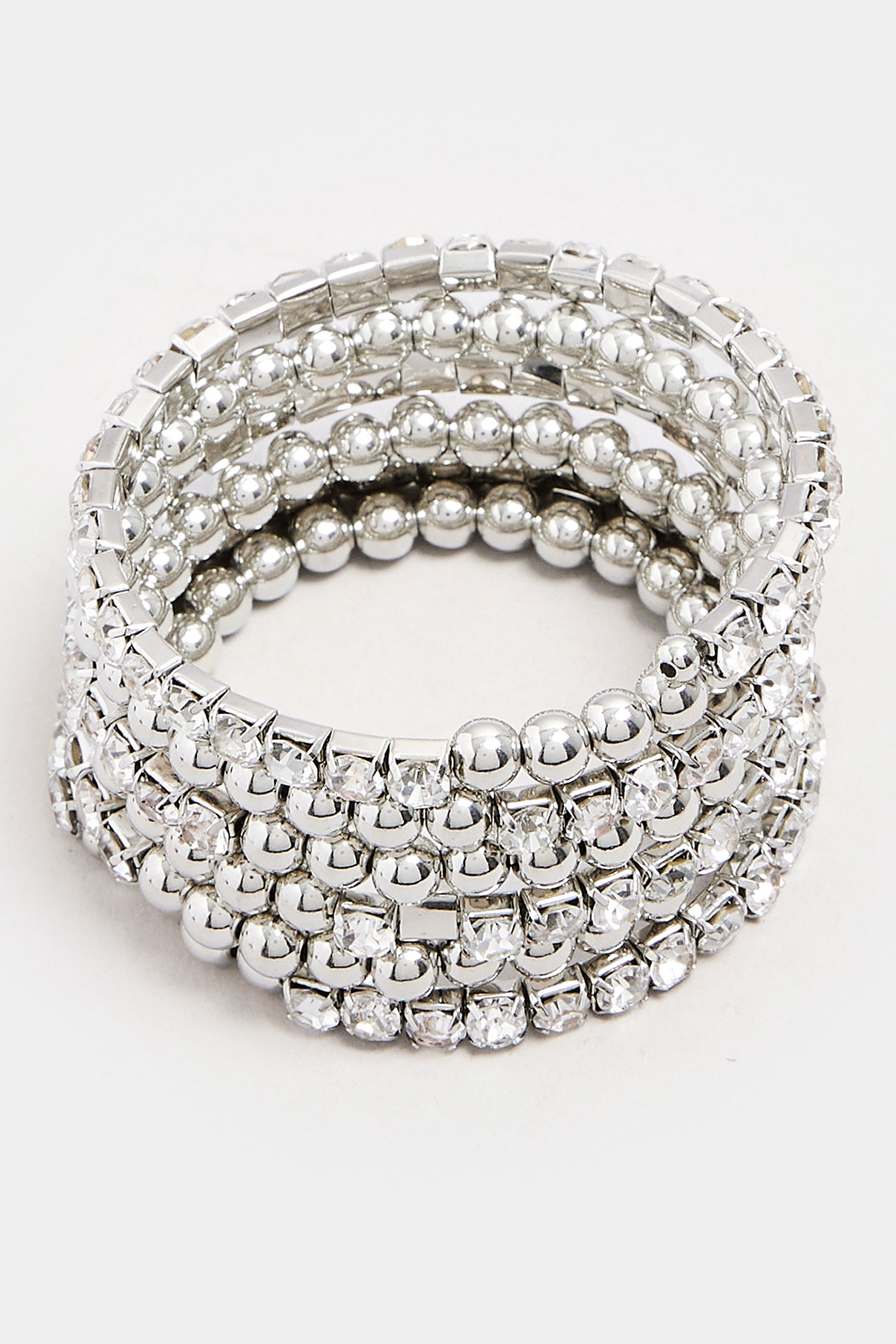 Silver Tone Diamante Stretch Statement Bracelet | Yours Clothing 2