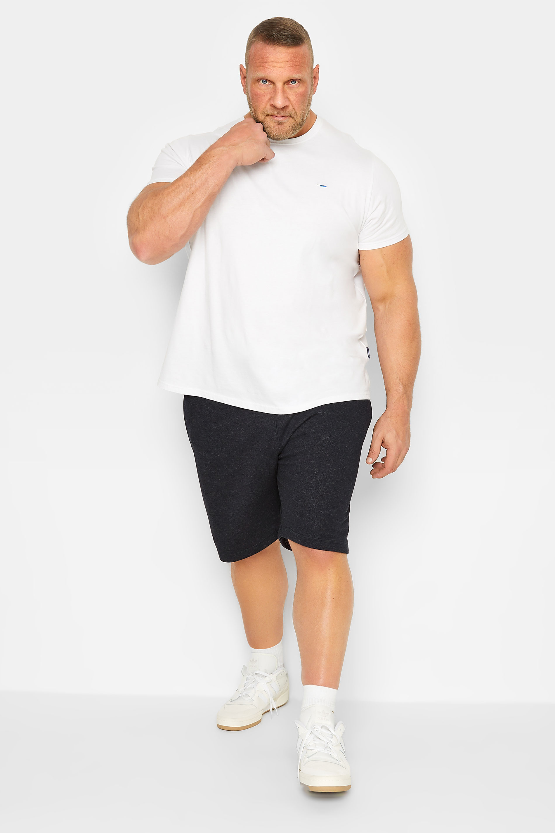 D555 Big & Tall Blue Elasticated Waist Tipped Shorts | BadRhino 2