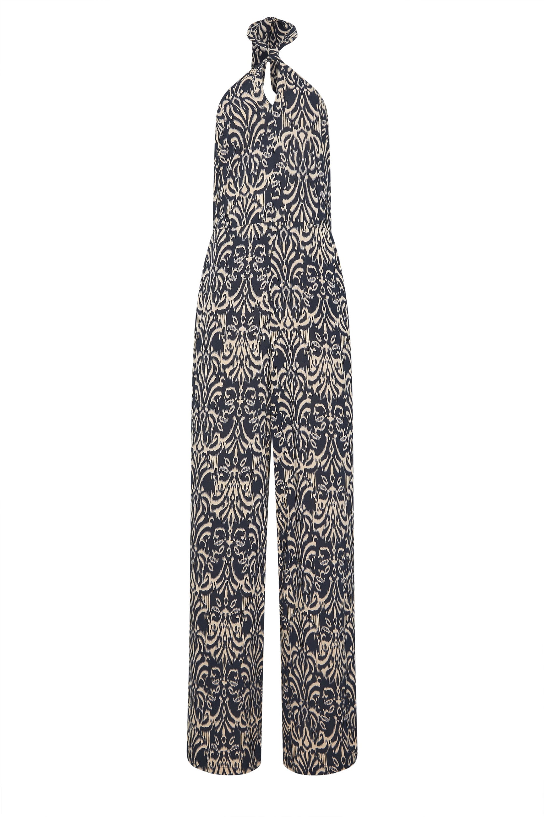 LTS Tall Women's Navy Blue Abstract Halterneck Jumpsuit | Long Tall Sally 6