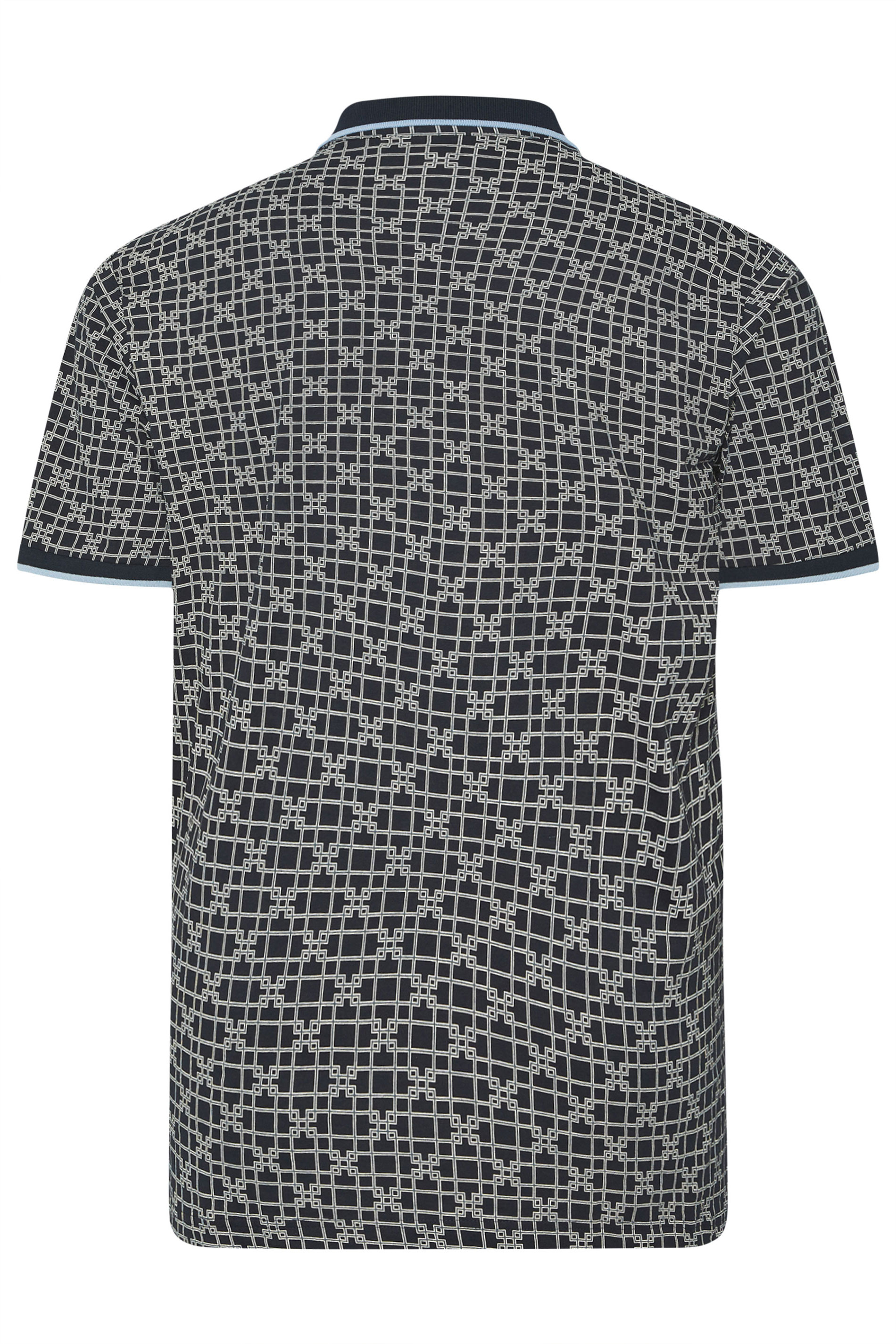 KAM Big & Tall Navy Blue Geometric Print Polo Shirt | BadRhino 4