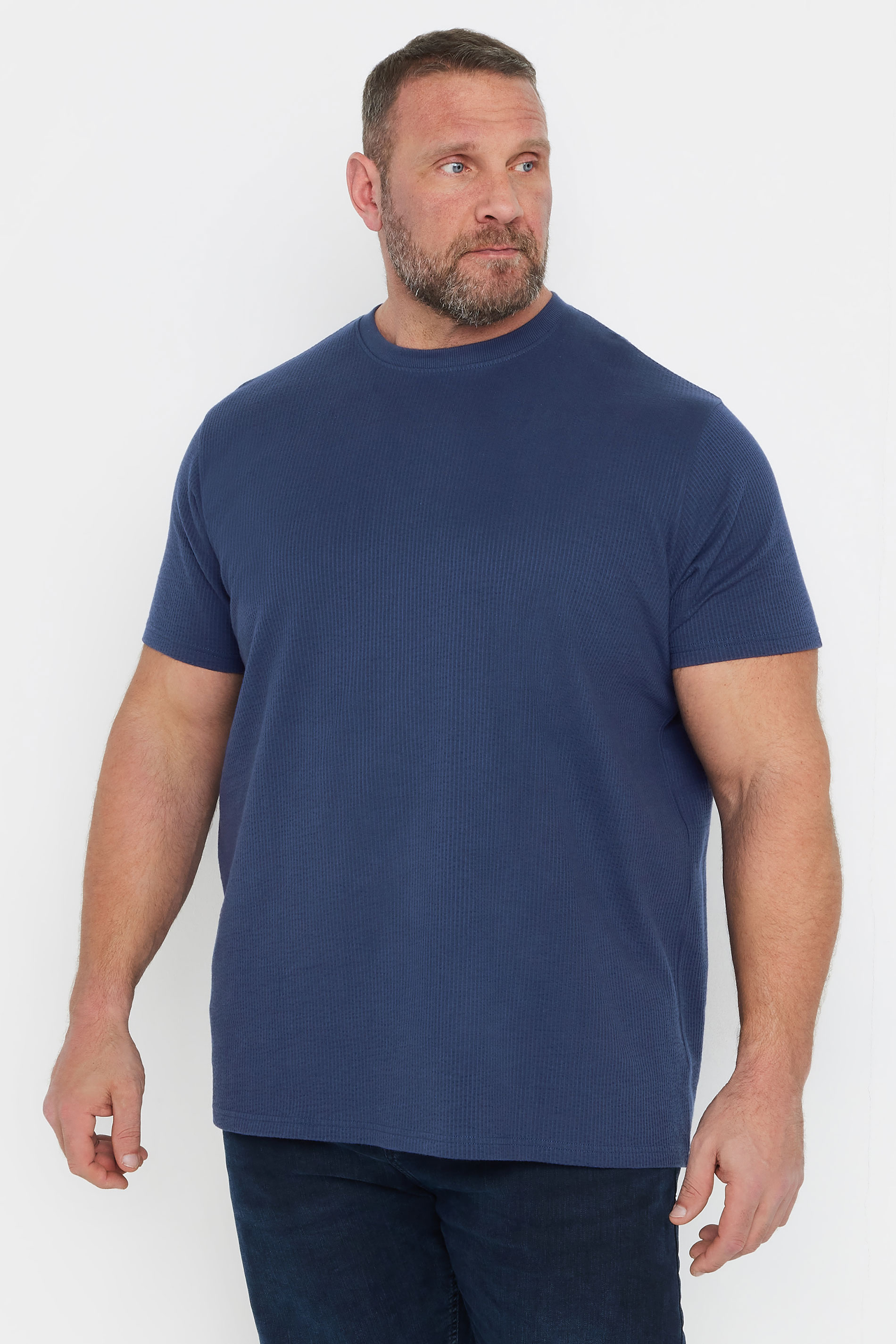 BadRhino Big & Tall Blue Seersucker Textured T-Shirt | BadRhino 2