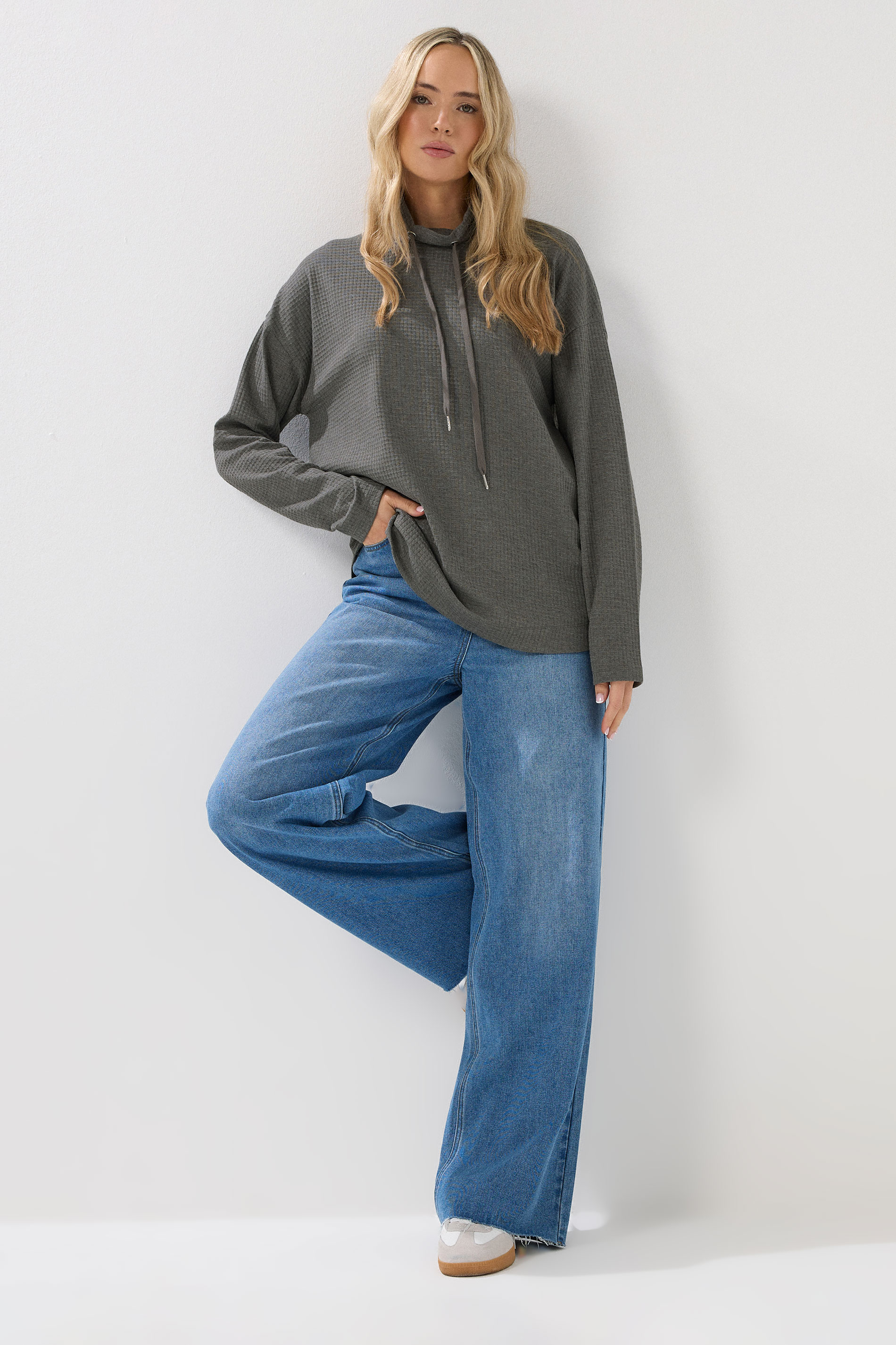 LTS Tall Charcoal Grey Waffle Lounge Top | Long Tall Sally 2