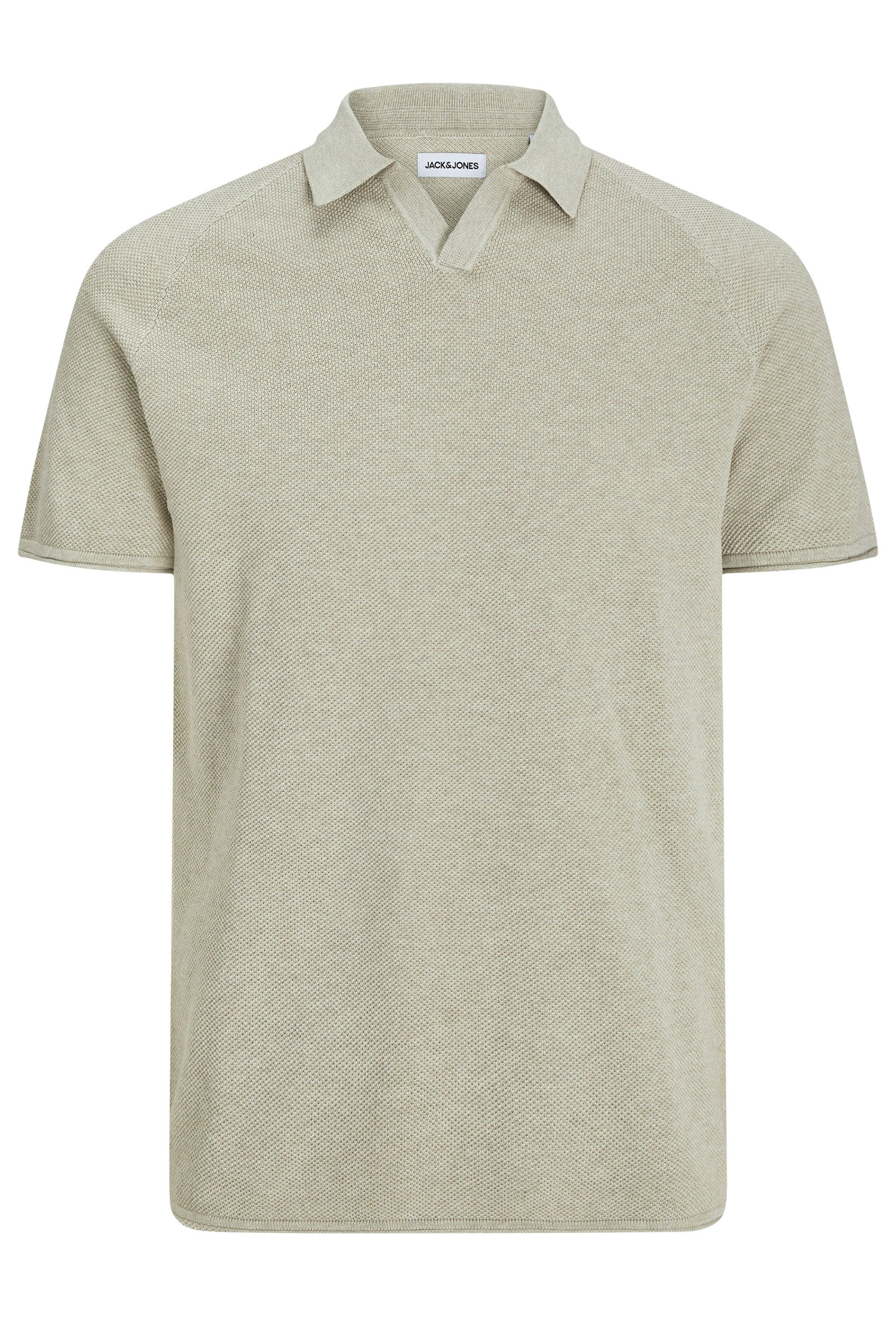 JACK & JONES Big & Tall Natural Brown Knitted Polo | BadRhino 2