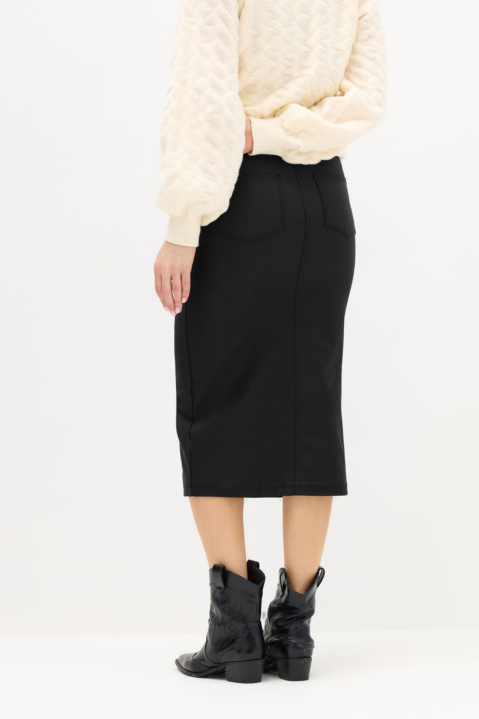 LTS Tall Black Coated Front Slit Skirt | Long Tall Sally 3