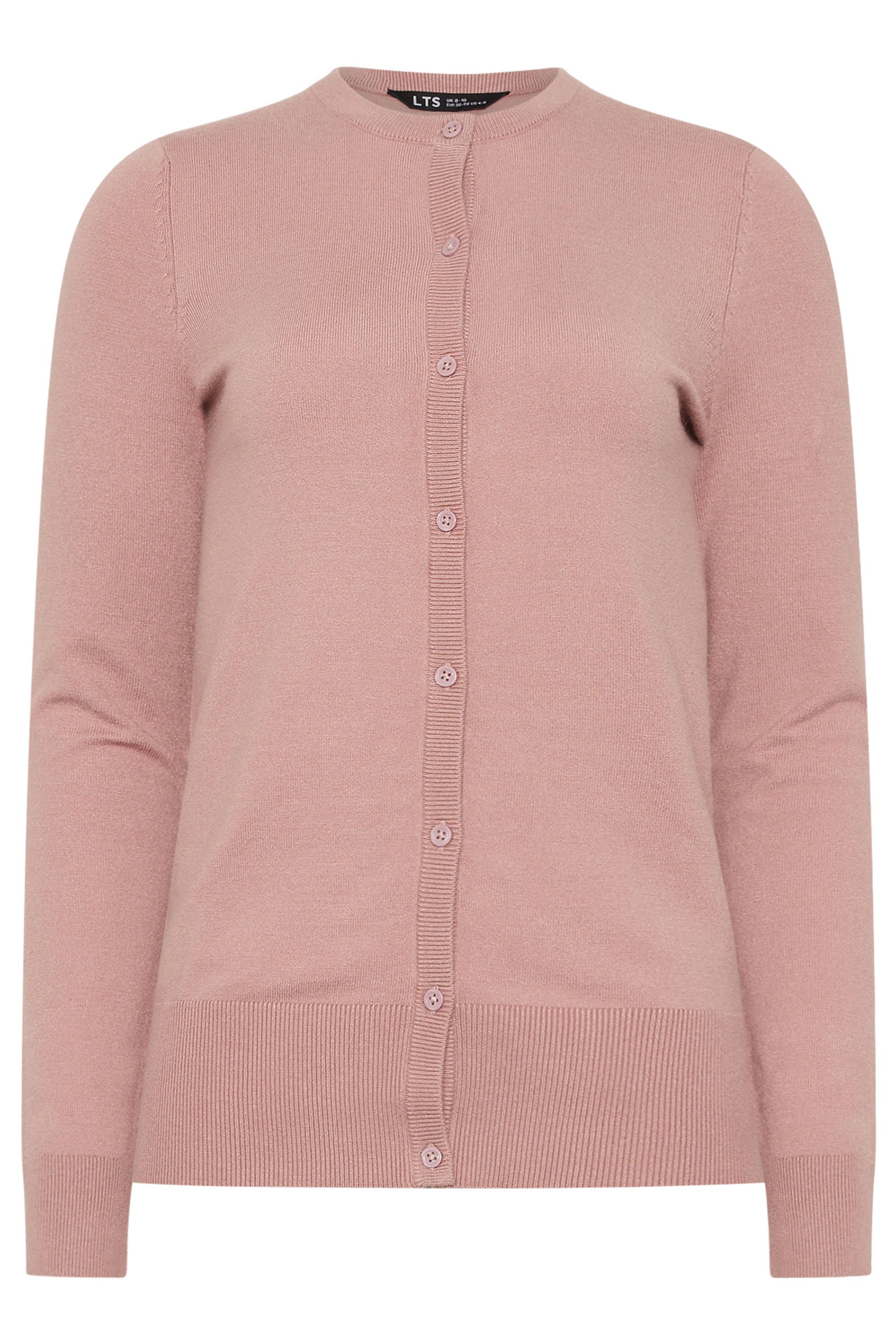 LTS Tall Pink Crew Neck Button Cardigan | Long Tall Sally 1