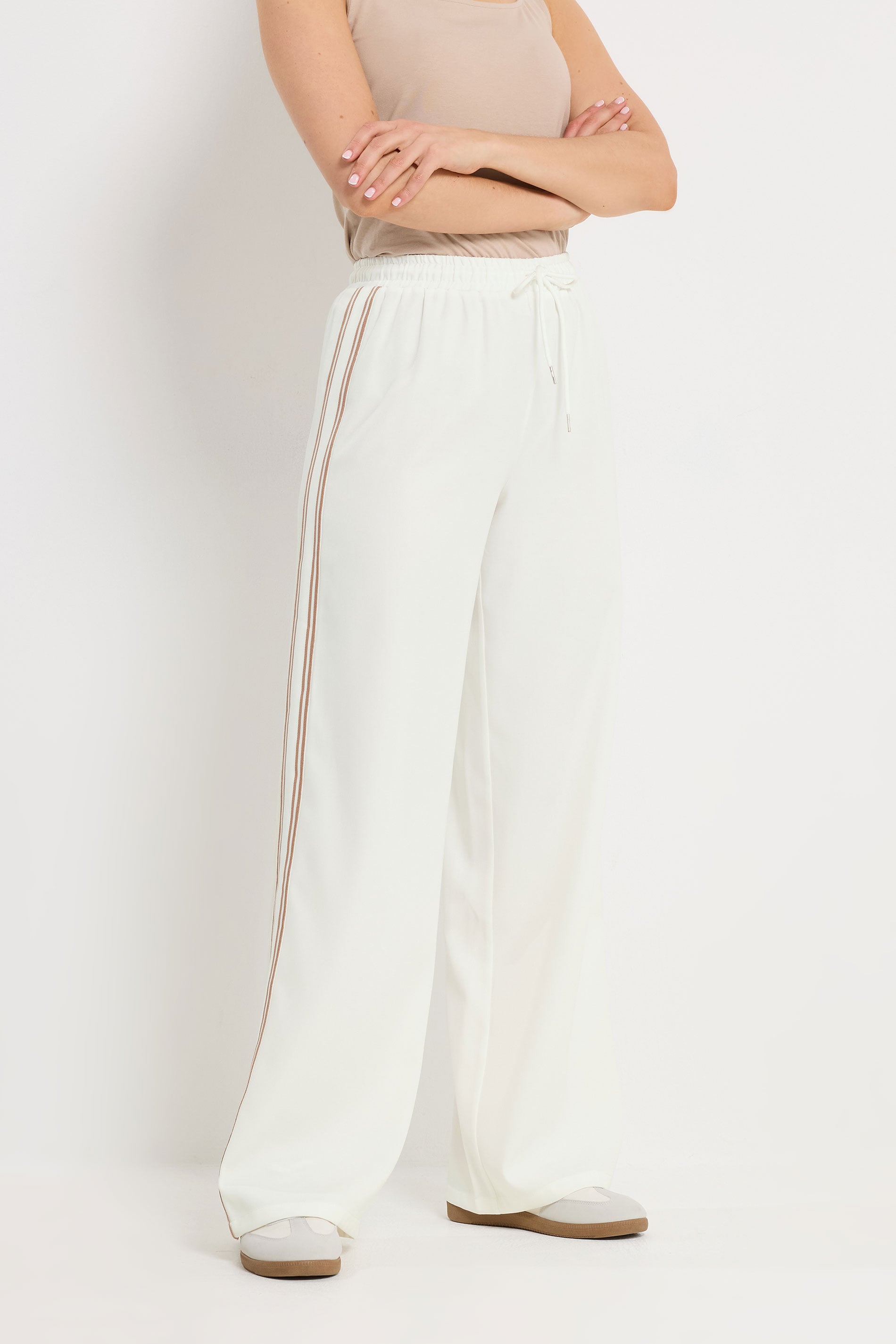 LTS Tall Women's Ivory White Side Stripe Wide Leg Trousers | Long Tall Sally 2