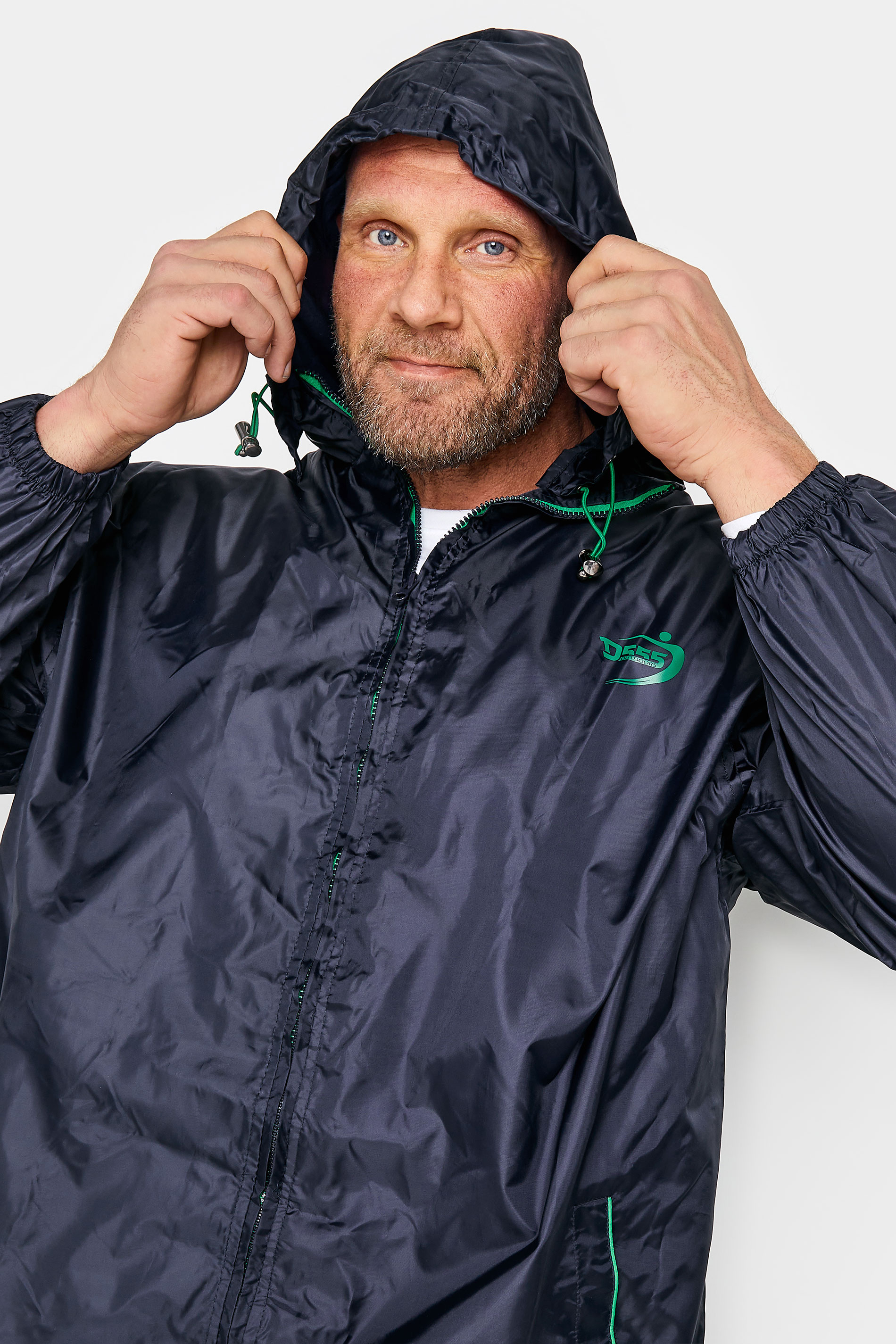 D555 Big & Tall Navy Blue Packaway Rain Jacket | BadRhino 4
