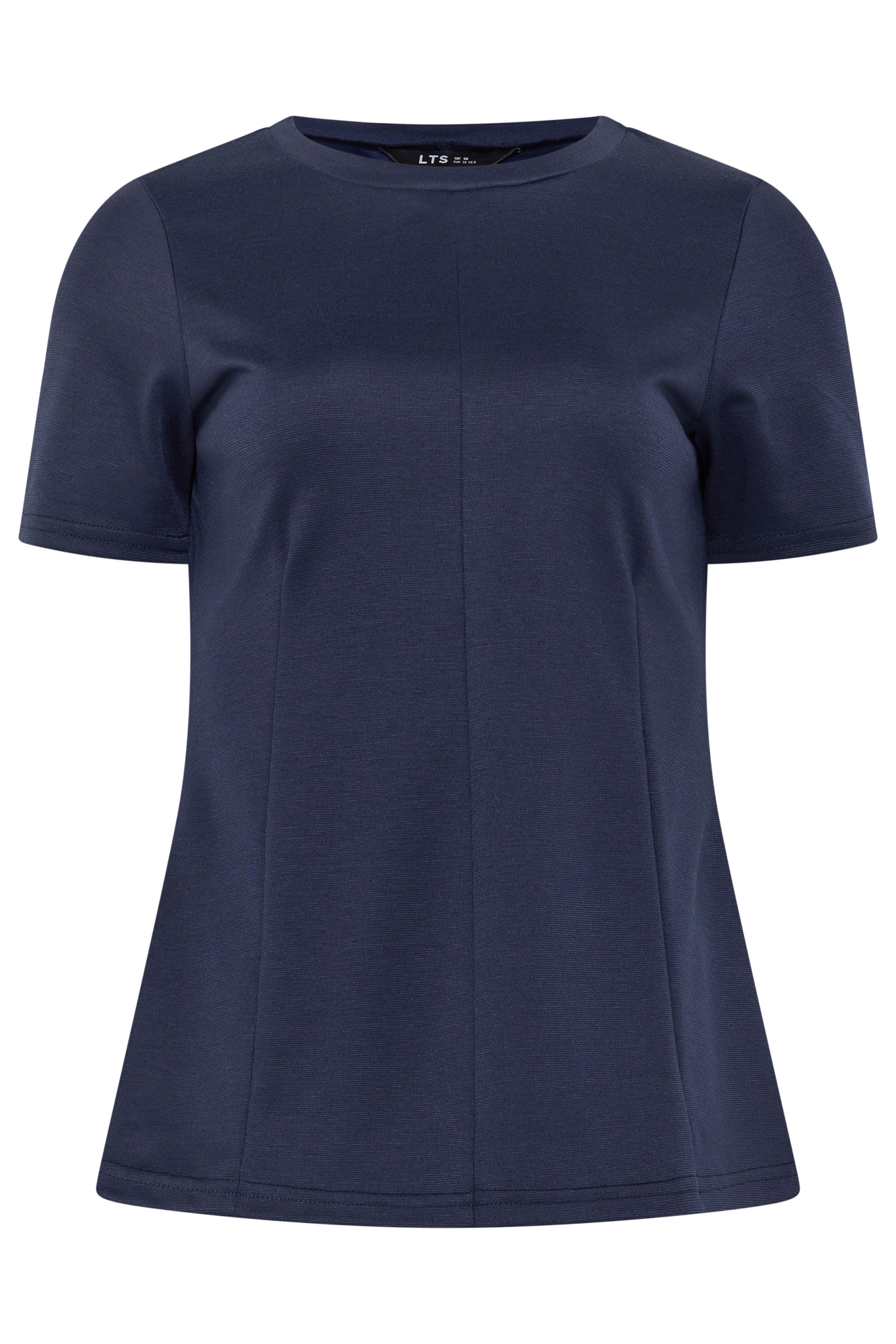 LTS Tall Women's Navy Blue Seam Front Peplum Top | Long Tall Sally 5