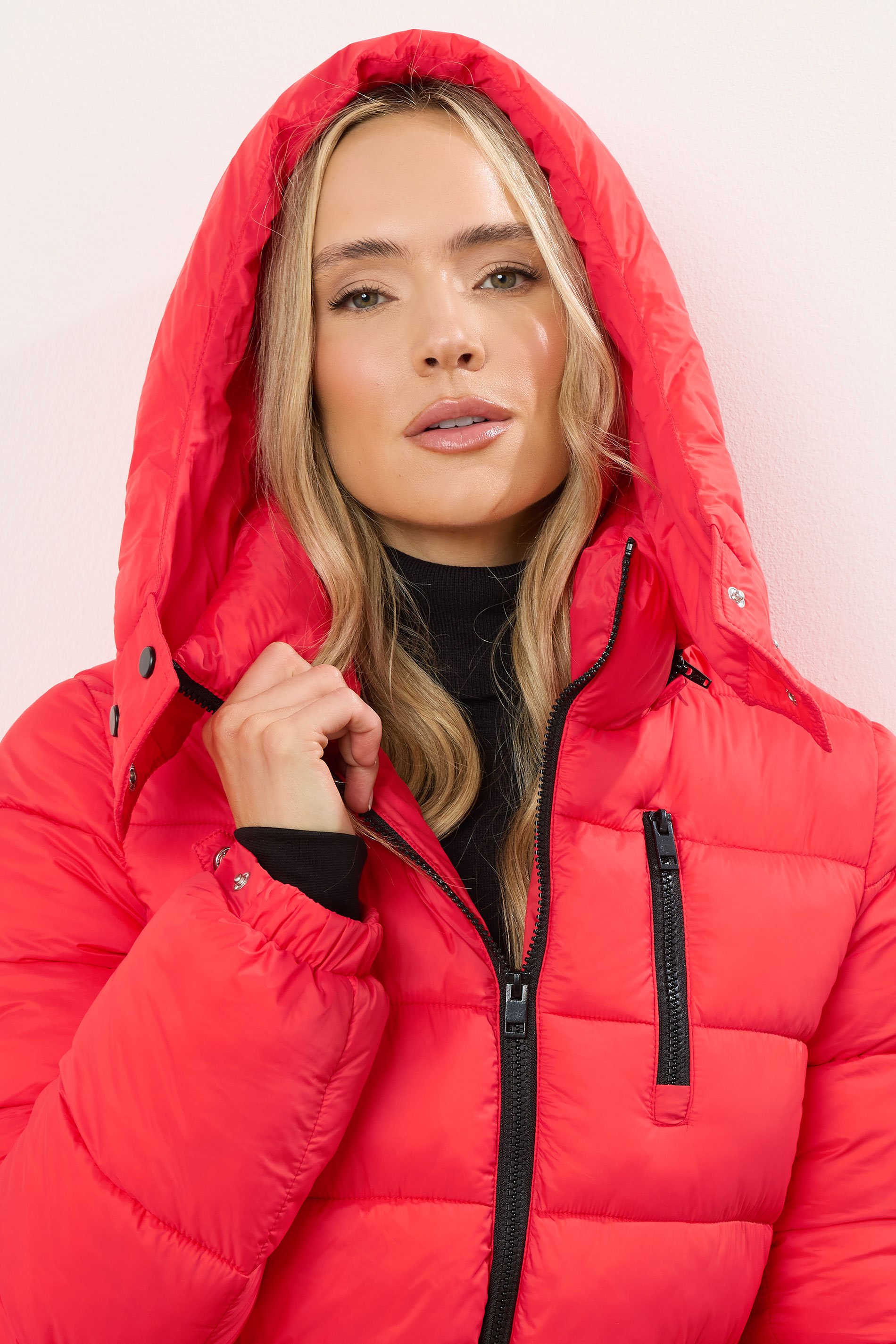 LTS Tall Coral Red Padded Ski Coat | Long Tall Sally 5