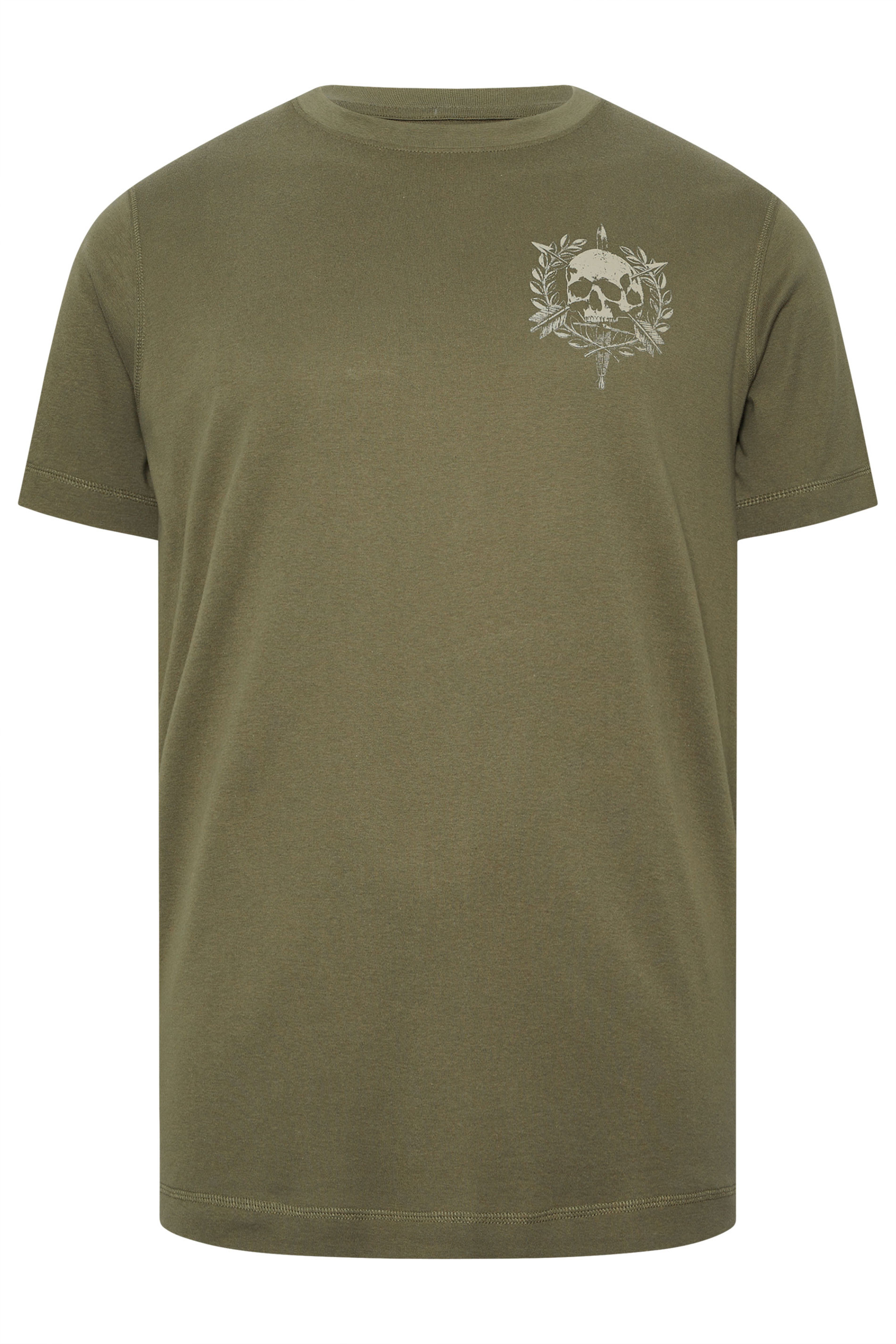 BadRhino Big & Tall Olive Green Skull Emblem Extra Long Graphic T-Shirt | BadRhino 1