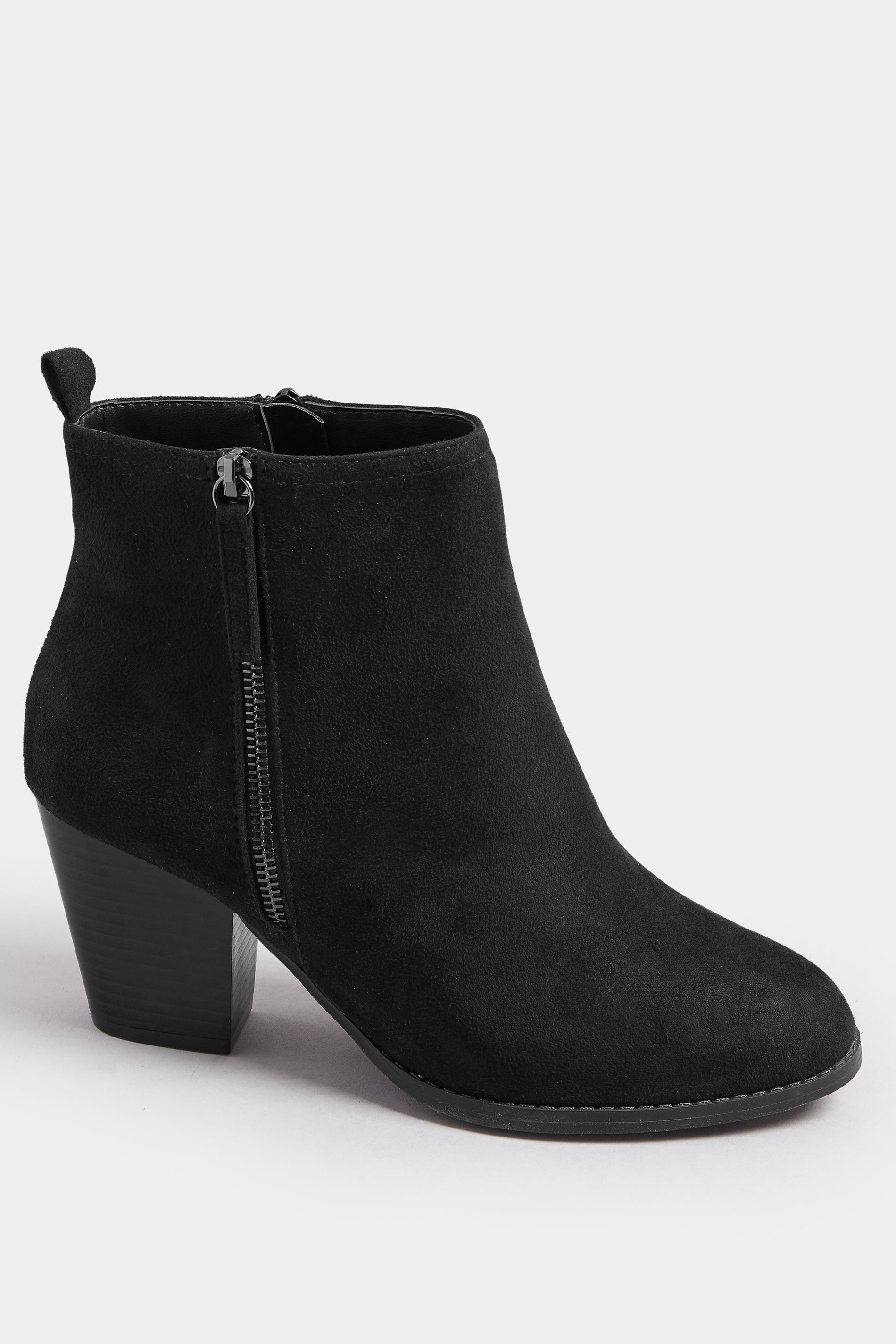 Black Faux Suede Block Heel Ankle Boots In Wide E Fit & Extra Wide EEE Fit | Yours Clothing 4