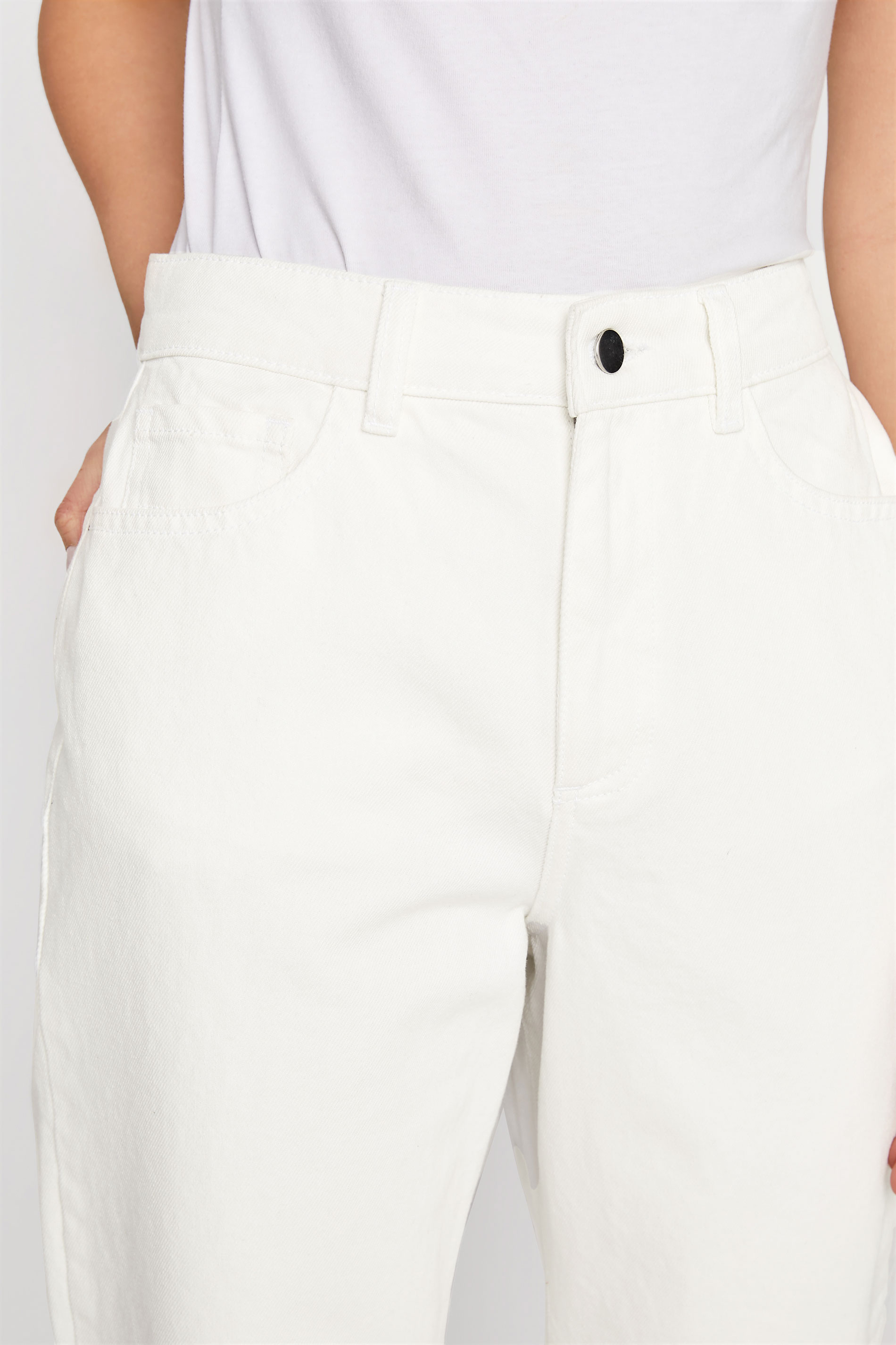 LTS Tall Women's White Denim Cropped Wide Leg Jeans | Long Tall Sally 3