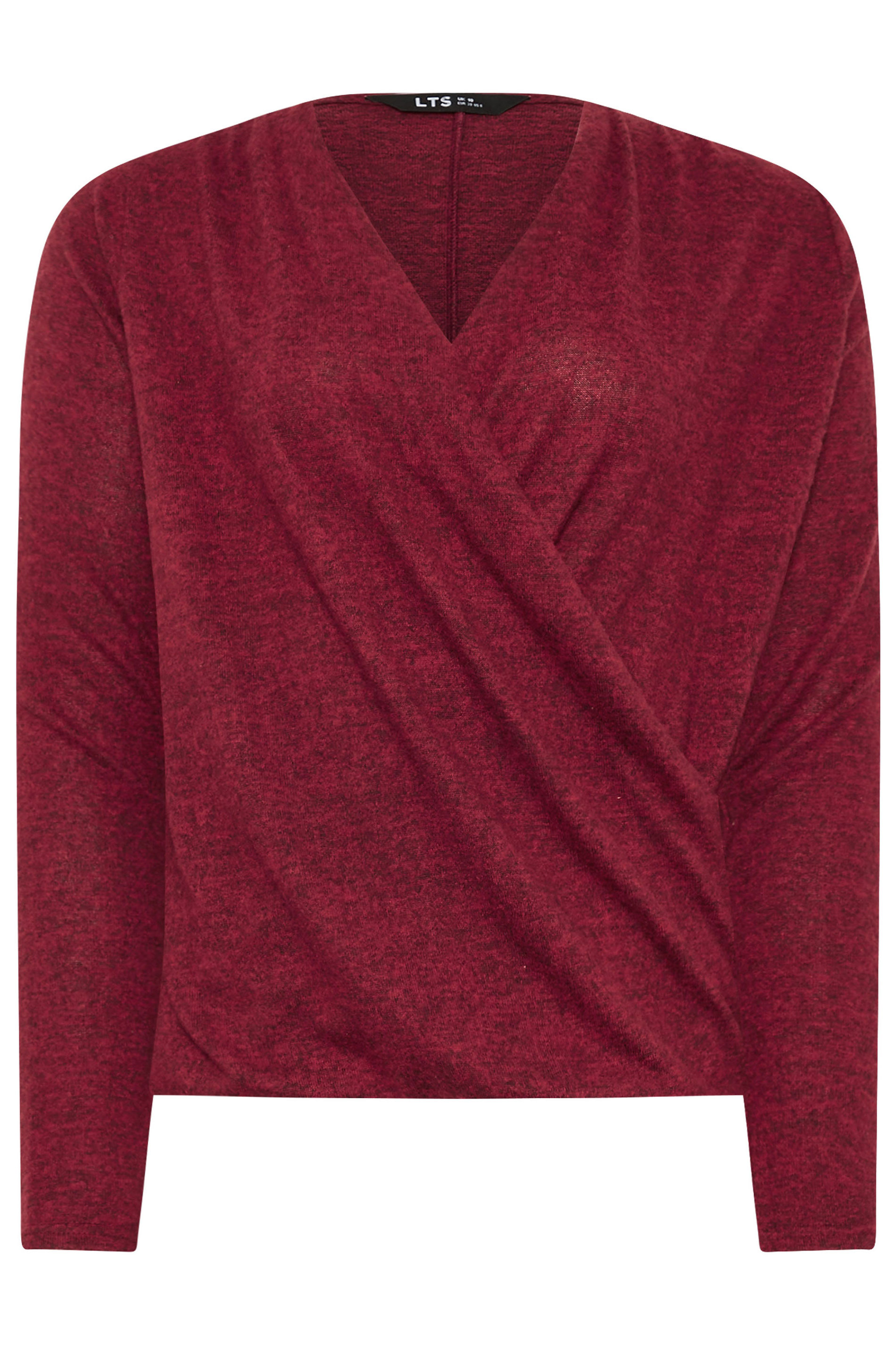 LTS Tall Burgundy Red Soft Touch Wrap Top | Long Tall Sally 4