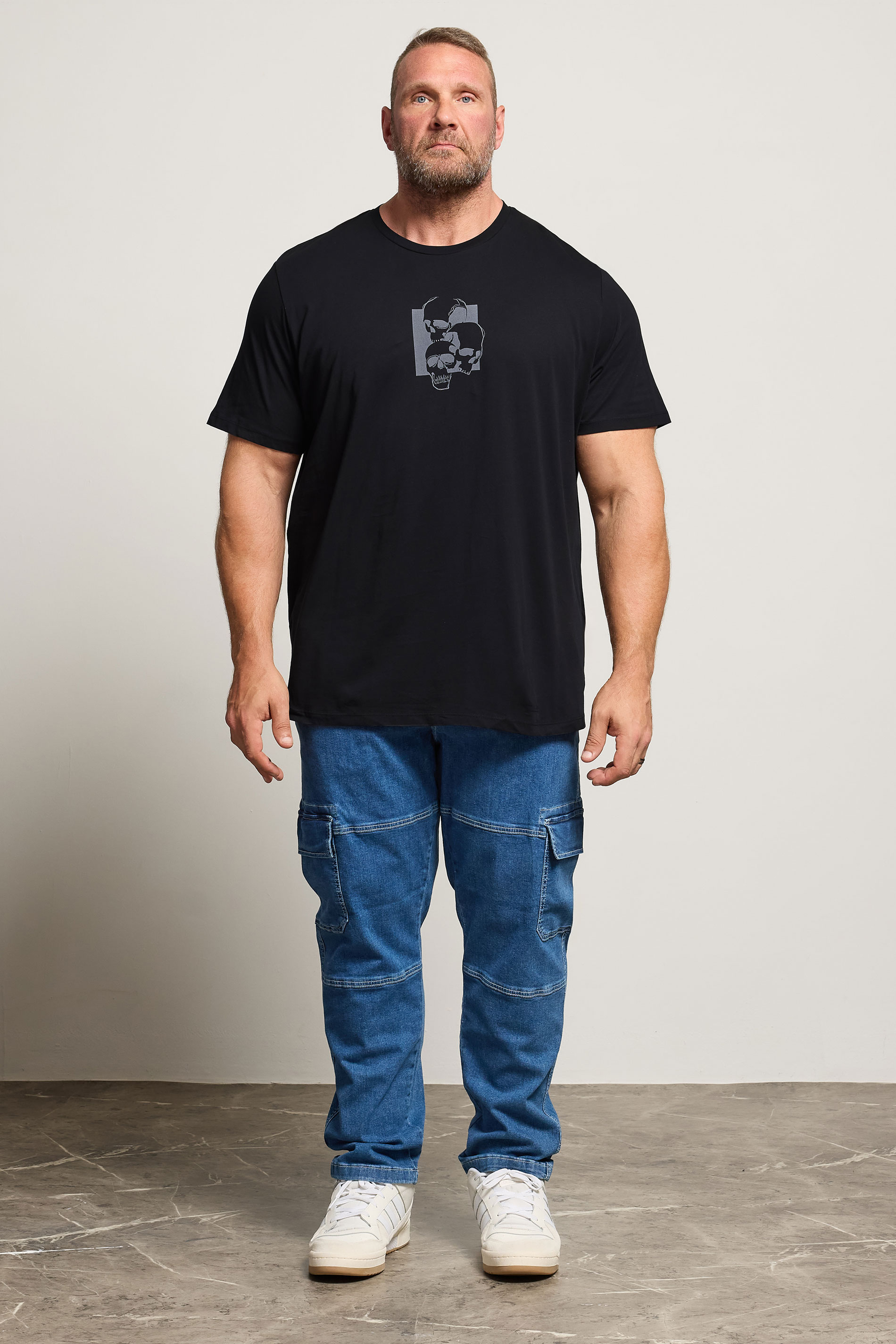 JACK & JONES Big & Tall Black & Grey Skull Graphic T-Shirt | BadRhino 2