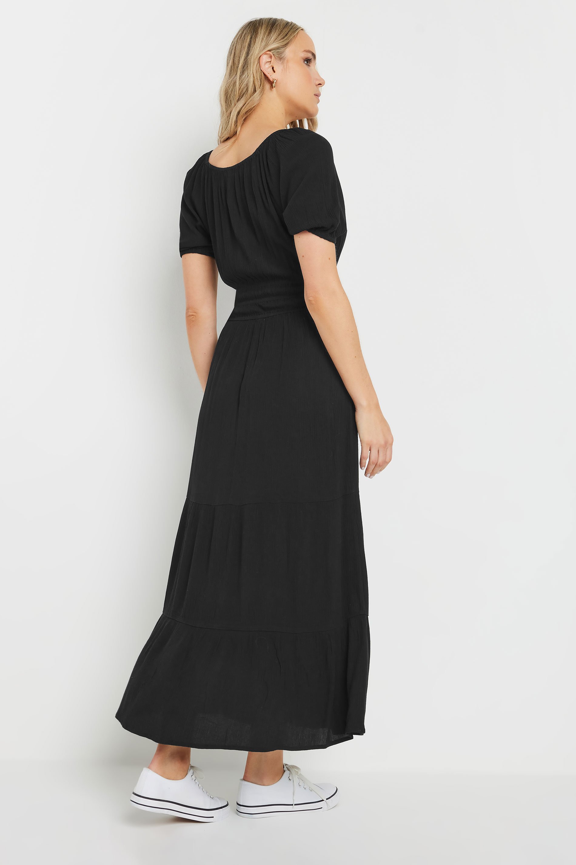 LTS Tall Black Textured Balloon Sleeve Dress | Long Tall Sally 4