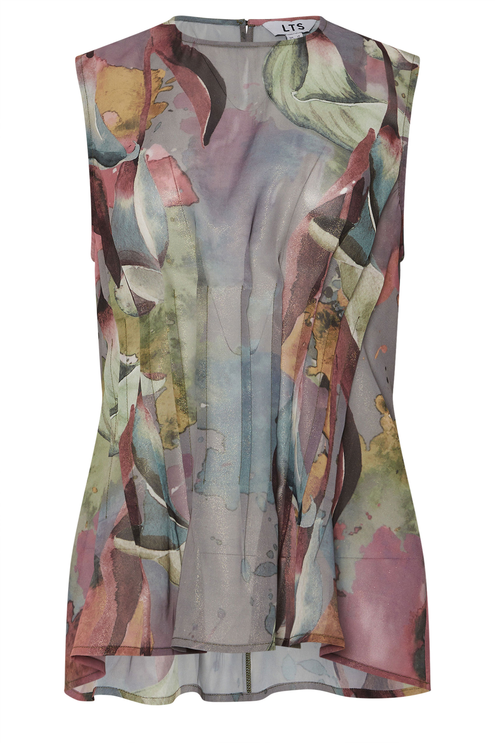 LTS Tall Purple Sheer Abstract Shimmer Pleated Top | Long Tall Sally 5