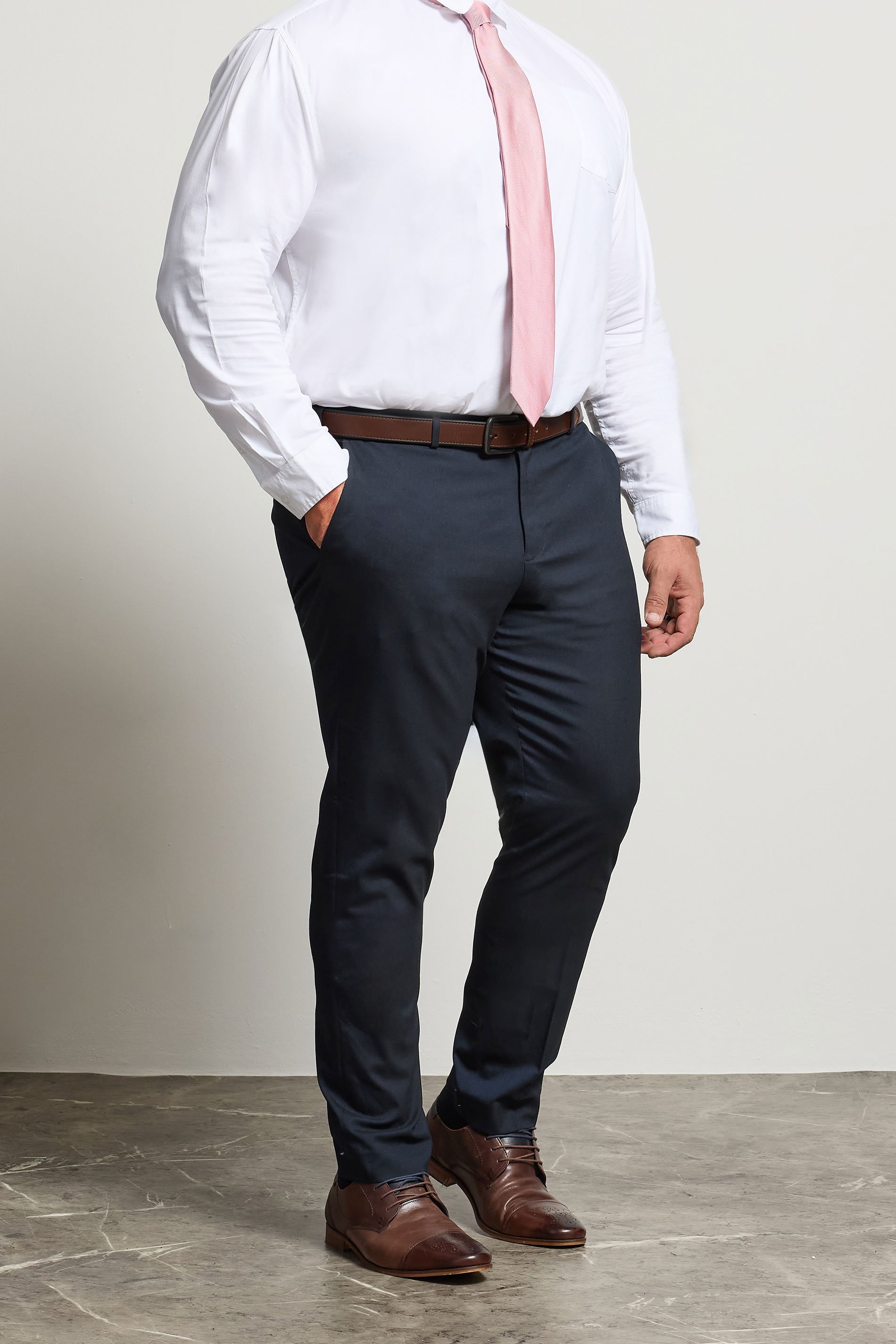 BadRhino Big & Tall Navy Blue Plain Suit Trousers | BadRhino 2