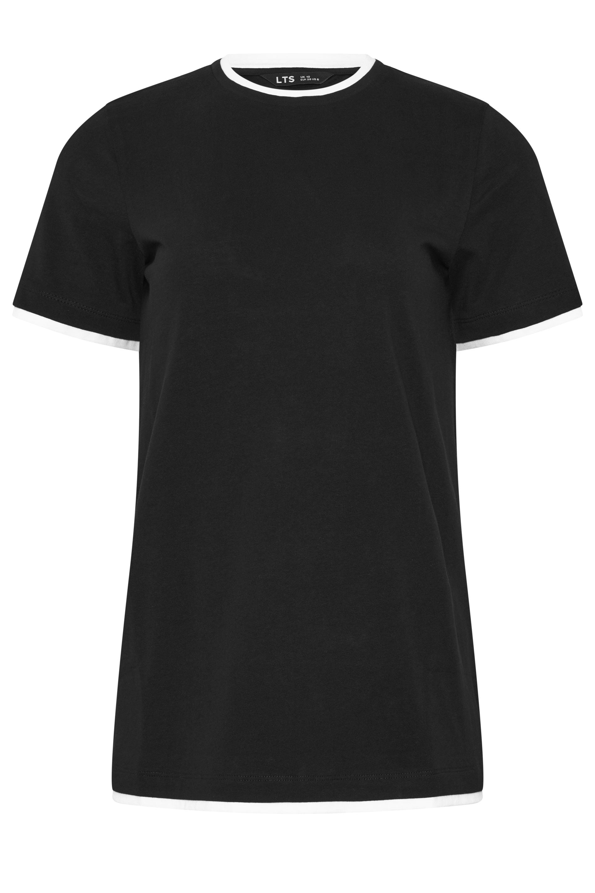 LTS Tall Black Layered Trim T-Shirt | Long Tall Sally 5