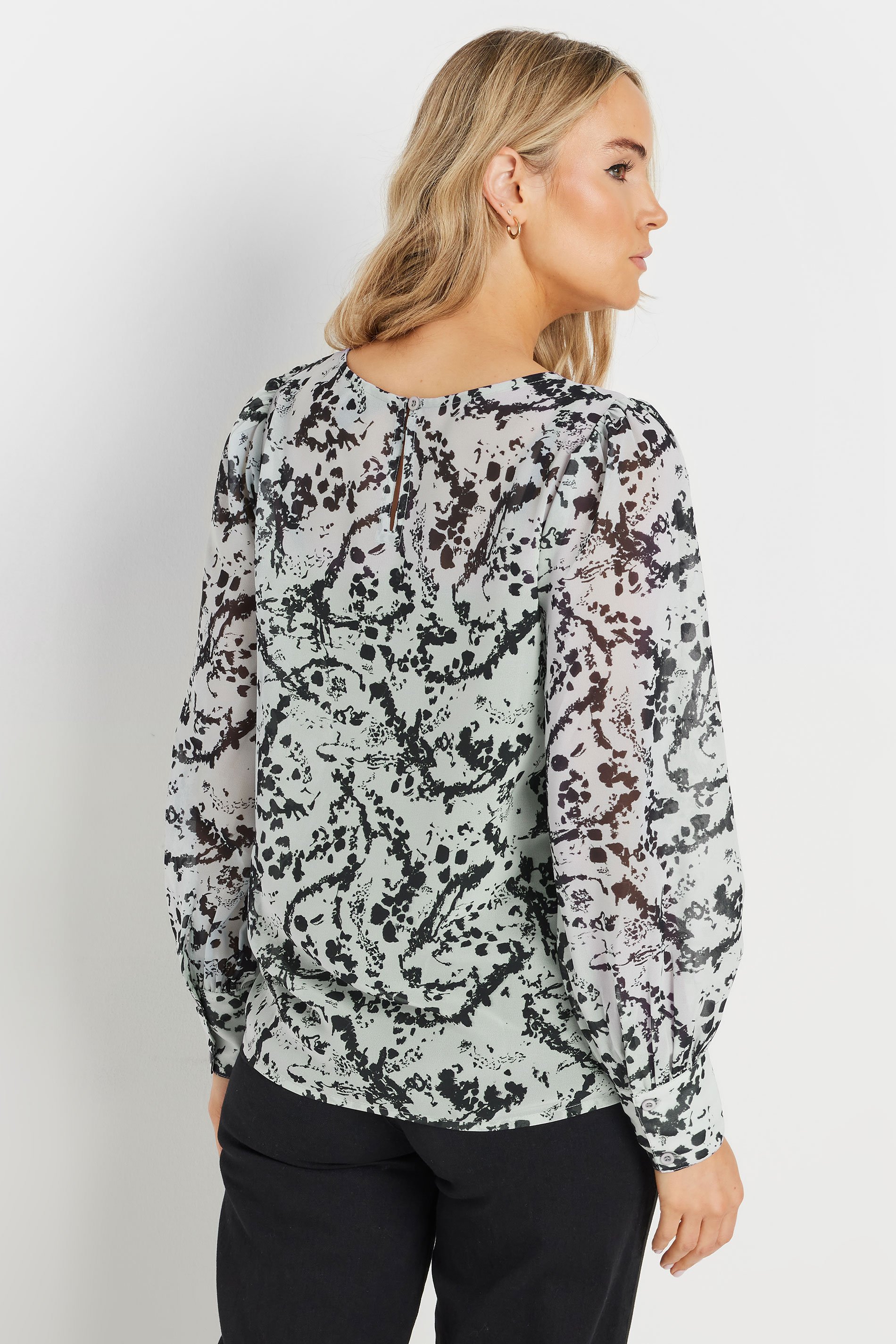 LTS Tall Ivory White Sheer Abstract Blouse | Long Tall Sally 4